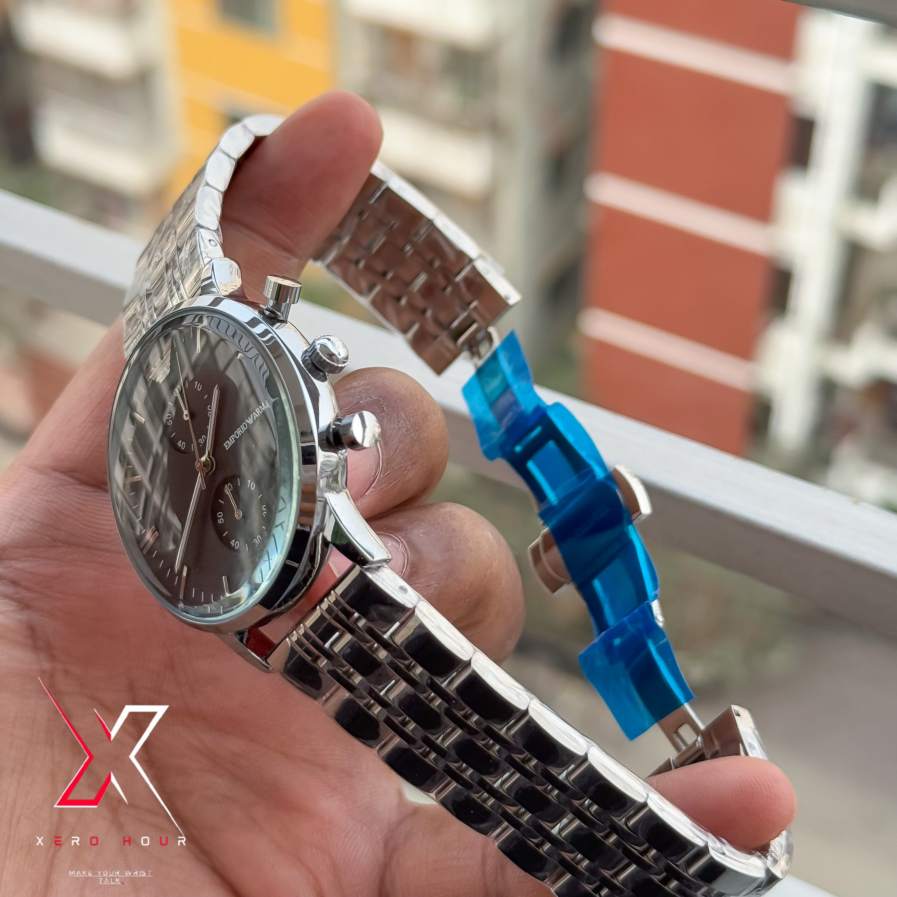 Emporio Armani Plain Chronograph | Date Just | Black Dial | Round glass_img_2