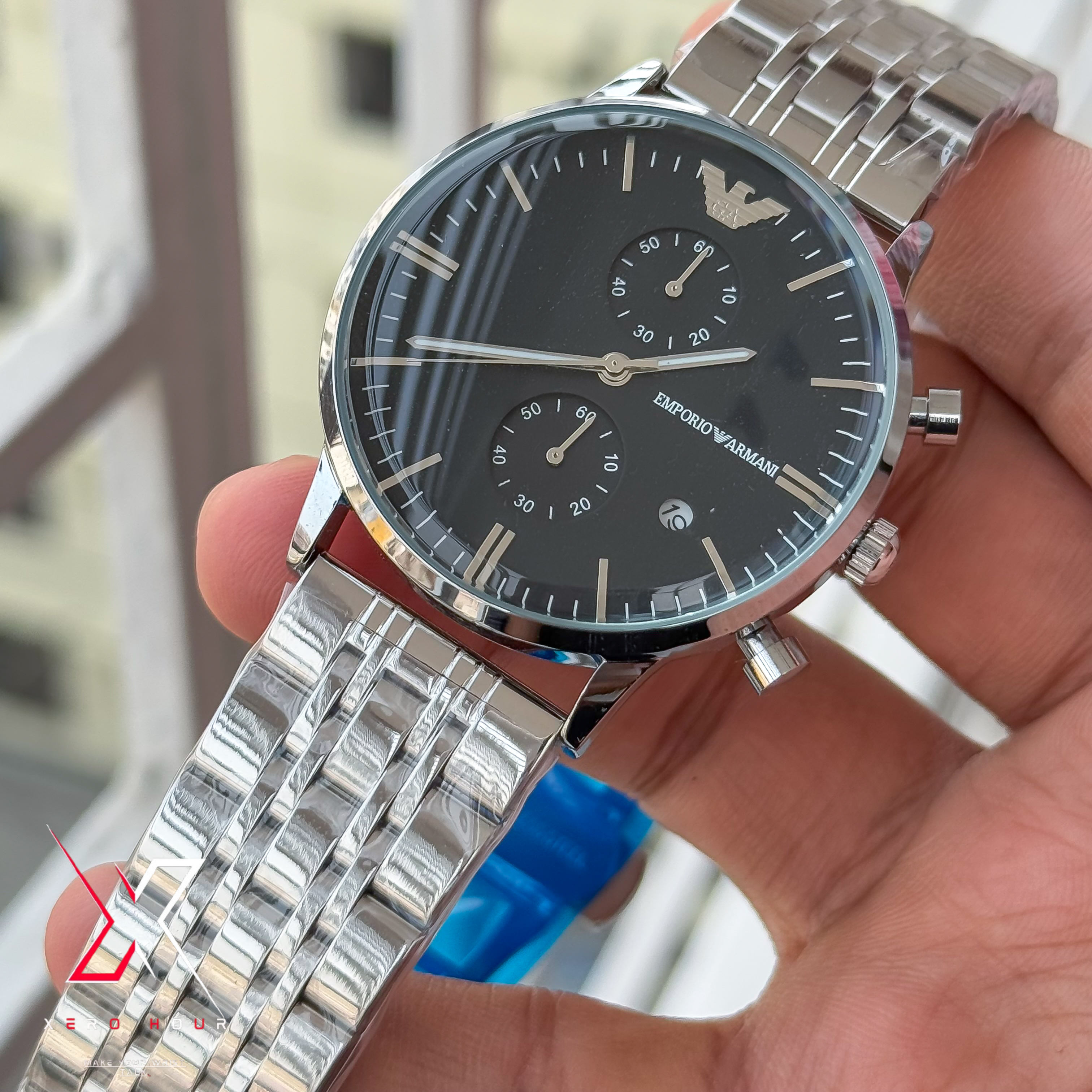 Emporio Armani Plain Chronograph | Date Just | Black Dial | Round glass_img_6