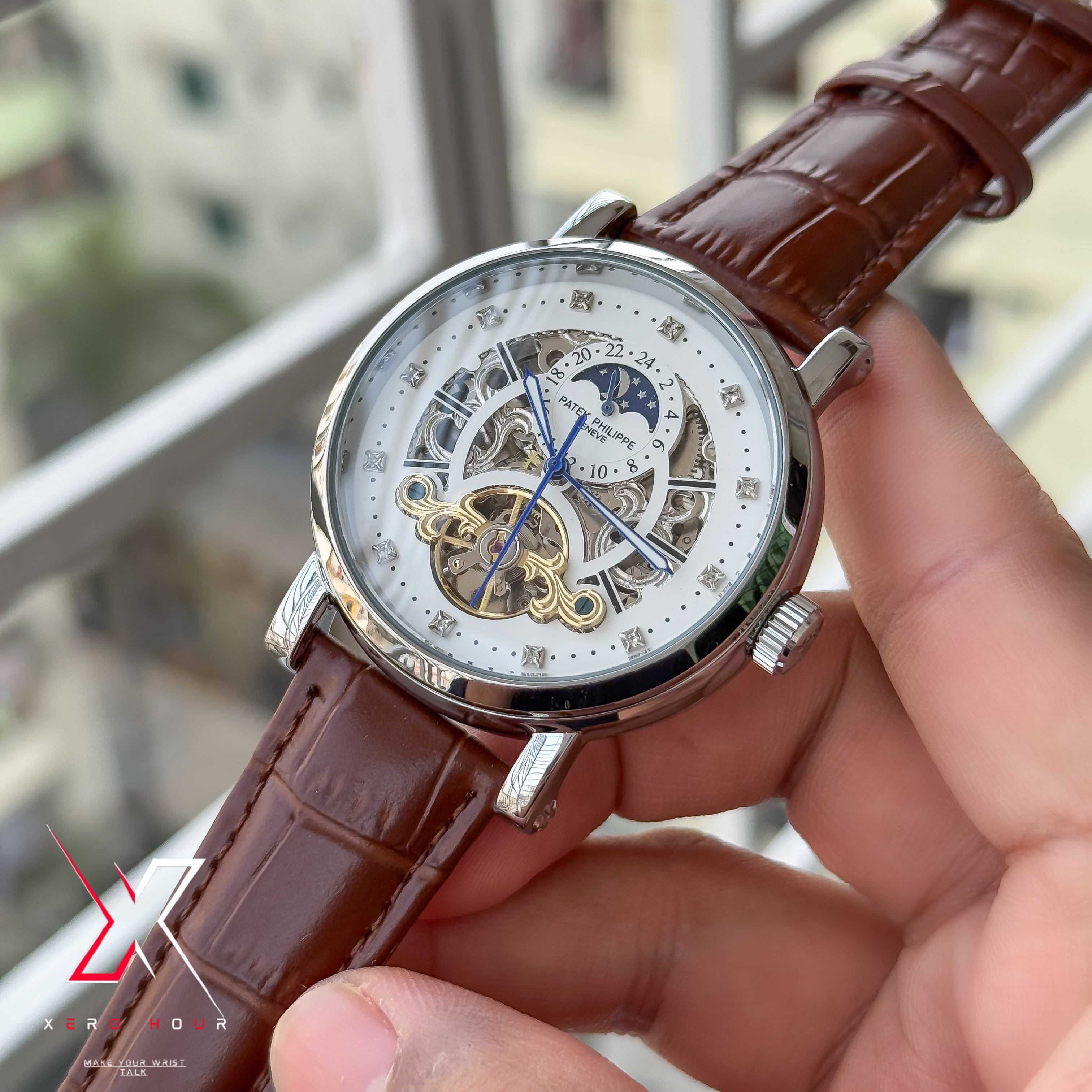 Patek Philippe MoonPhase Tourbillion  | Semi AAA  | Automatic | Leather | Brown_img_4
