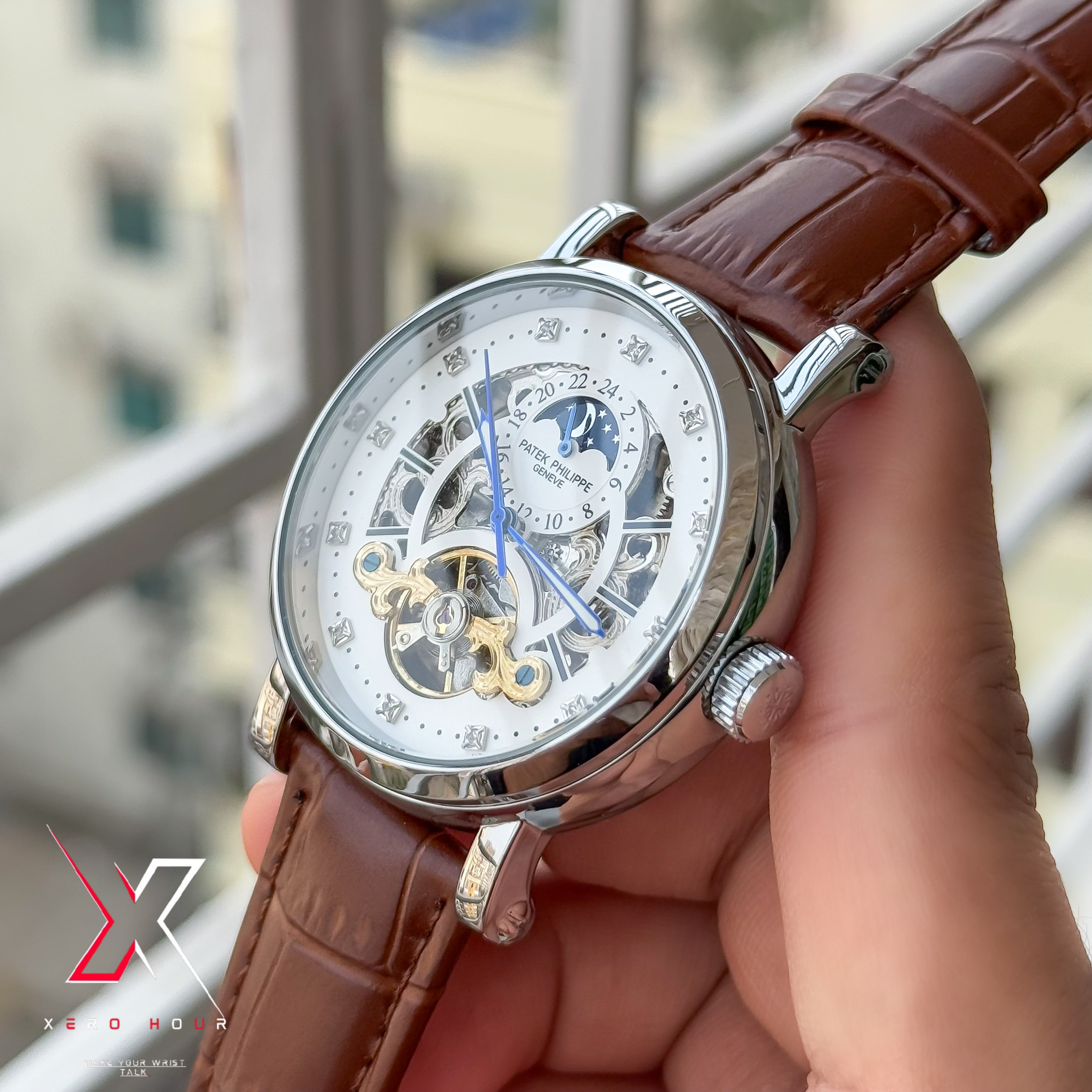 Patek Philippe MoonPhase Tourbillion  | Semi AAA  | Automatic | Leather | Brown_img_6