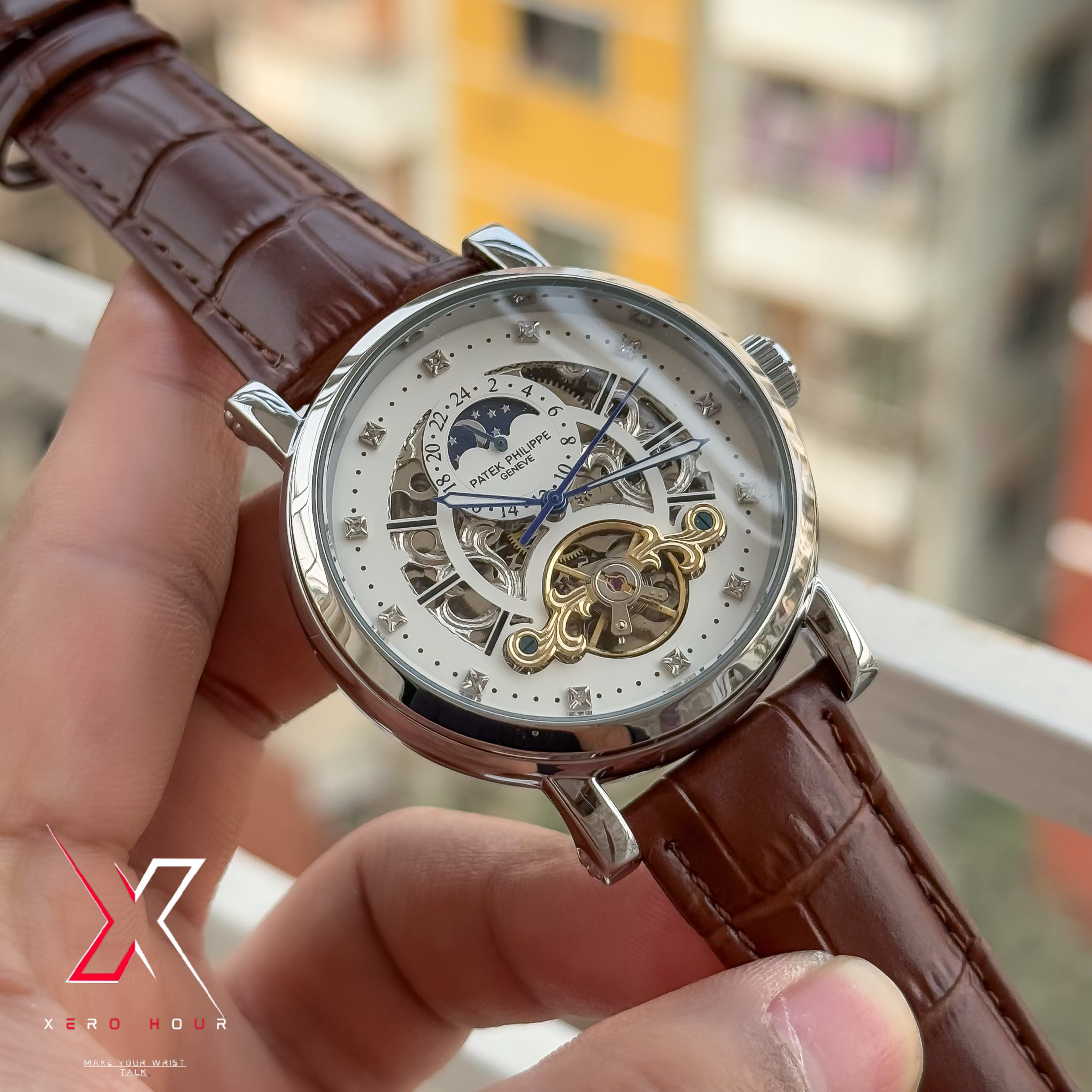 Patek Philippe MoonPhase Tourbillion  | Semi AAA  | Automatic | Leather | Brown_img_7