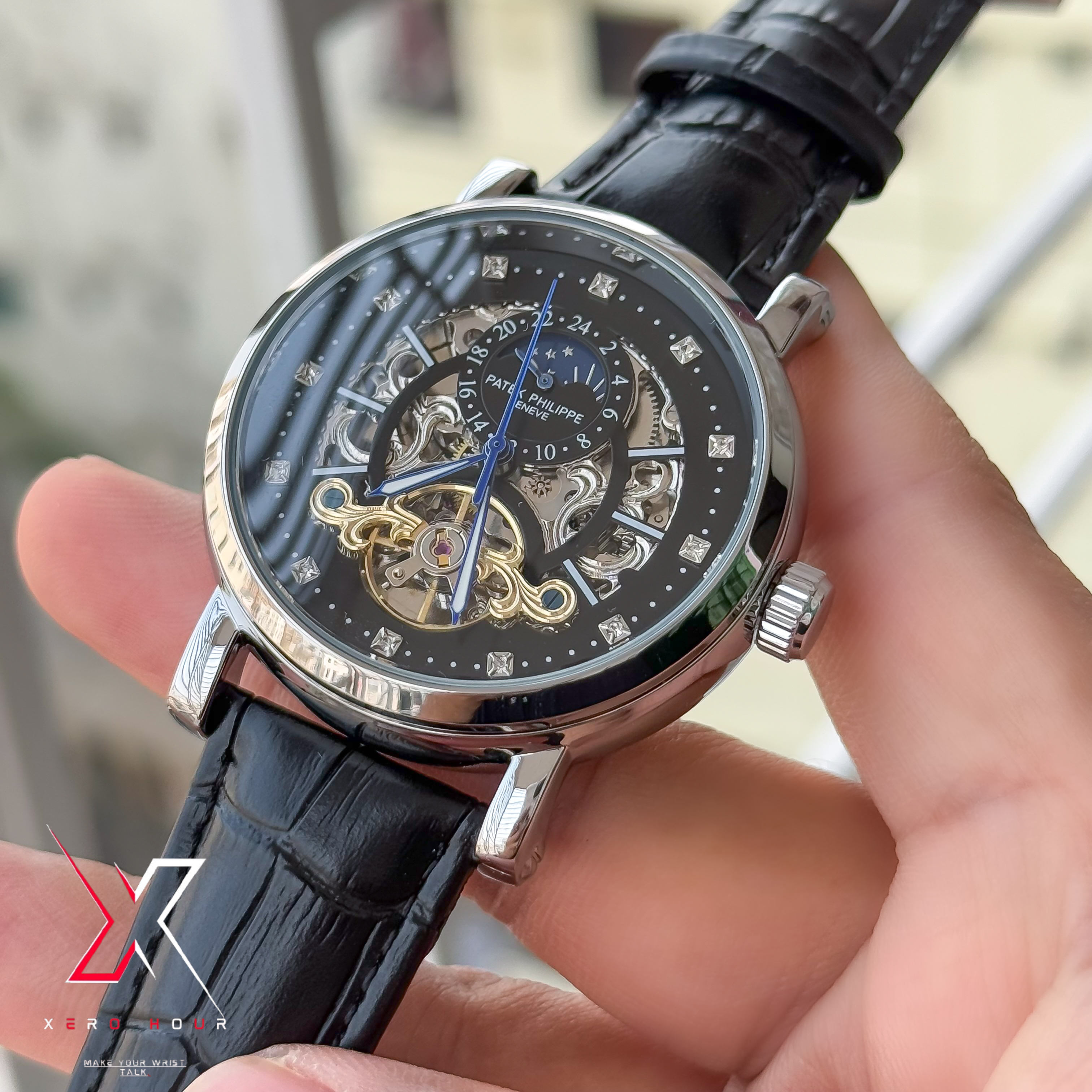 Patek Philippe MoonPhase Tourbillion  | Semi AAA  | Automatic | Leather | Black_img_3