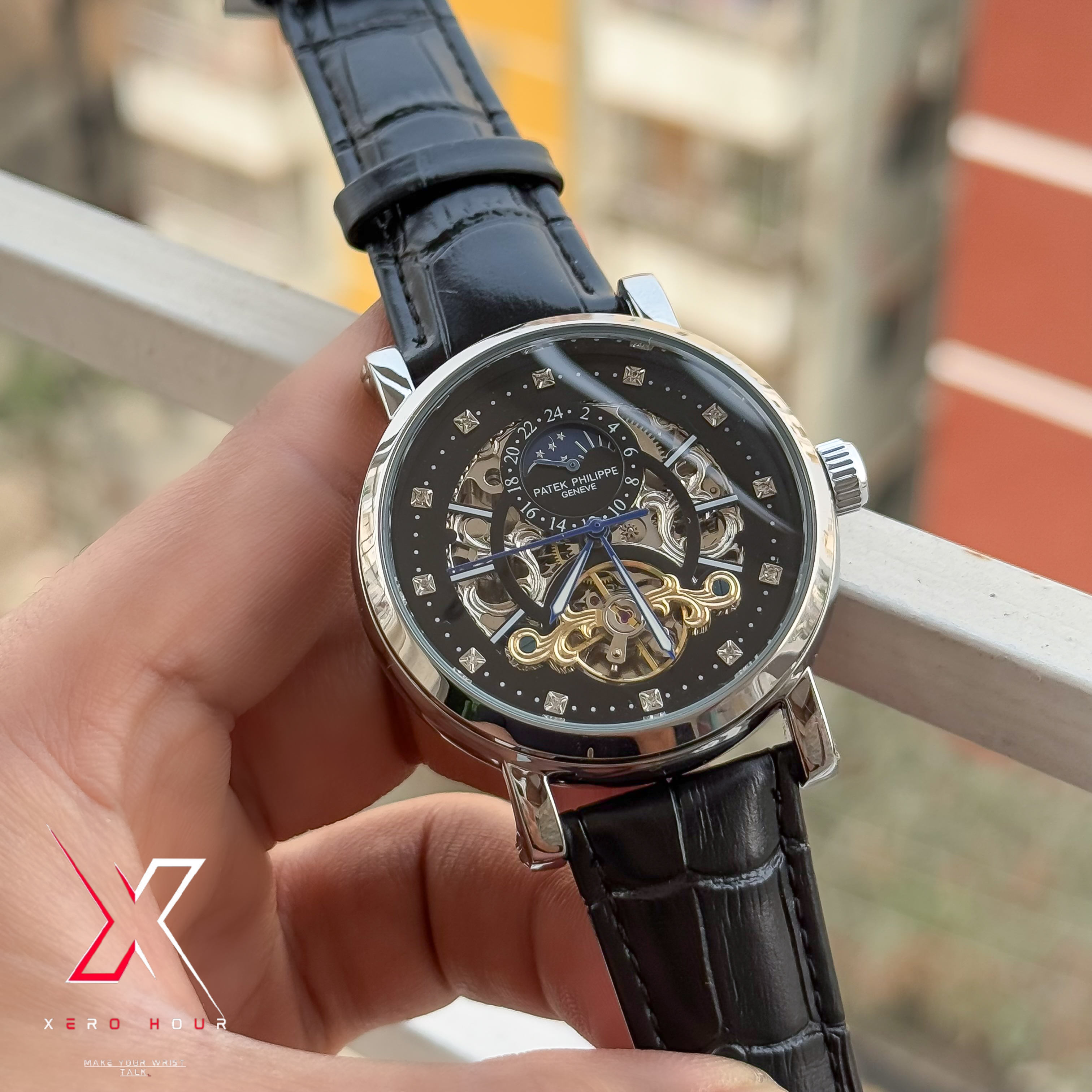 Patek Philippe MoonPhase Tourbillion  | Semi AAA  | Automatic | Leather | Black_img_4