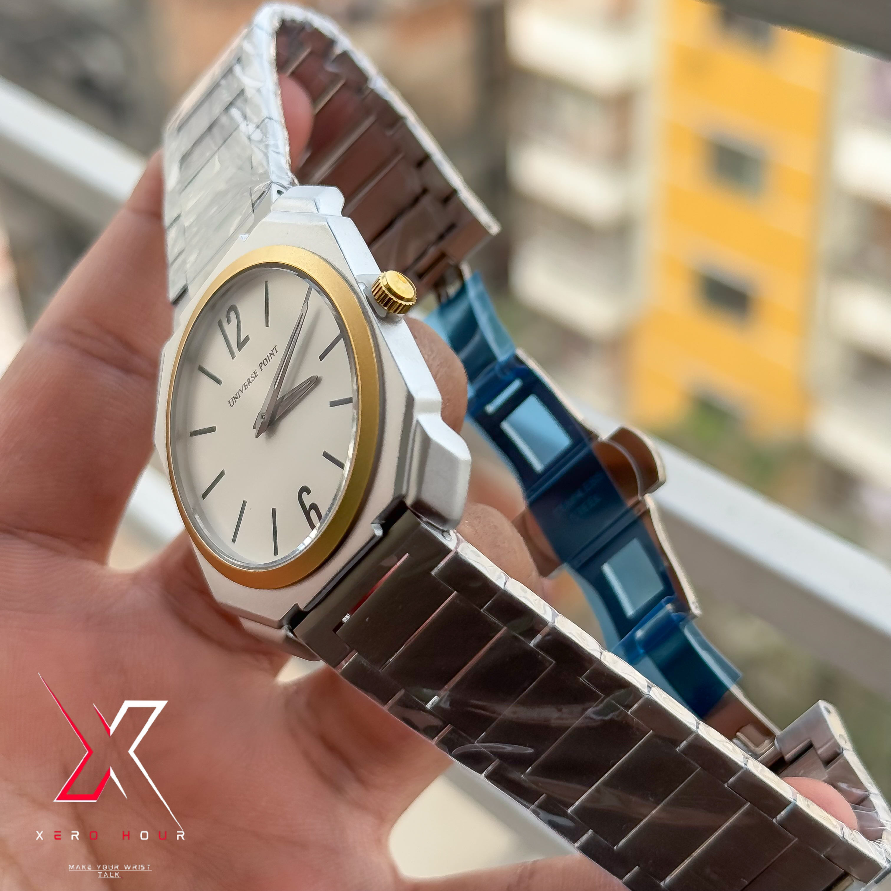 Universe Point | Blvgari style | Super Slim | Dual Tone | White dial |Authentic_img_2