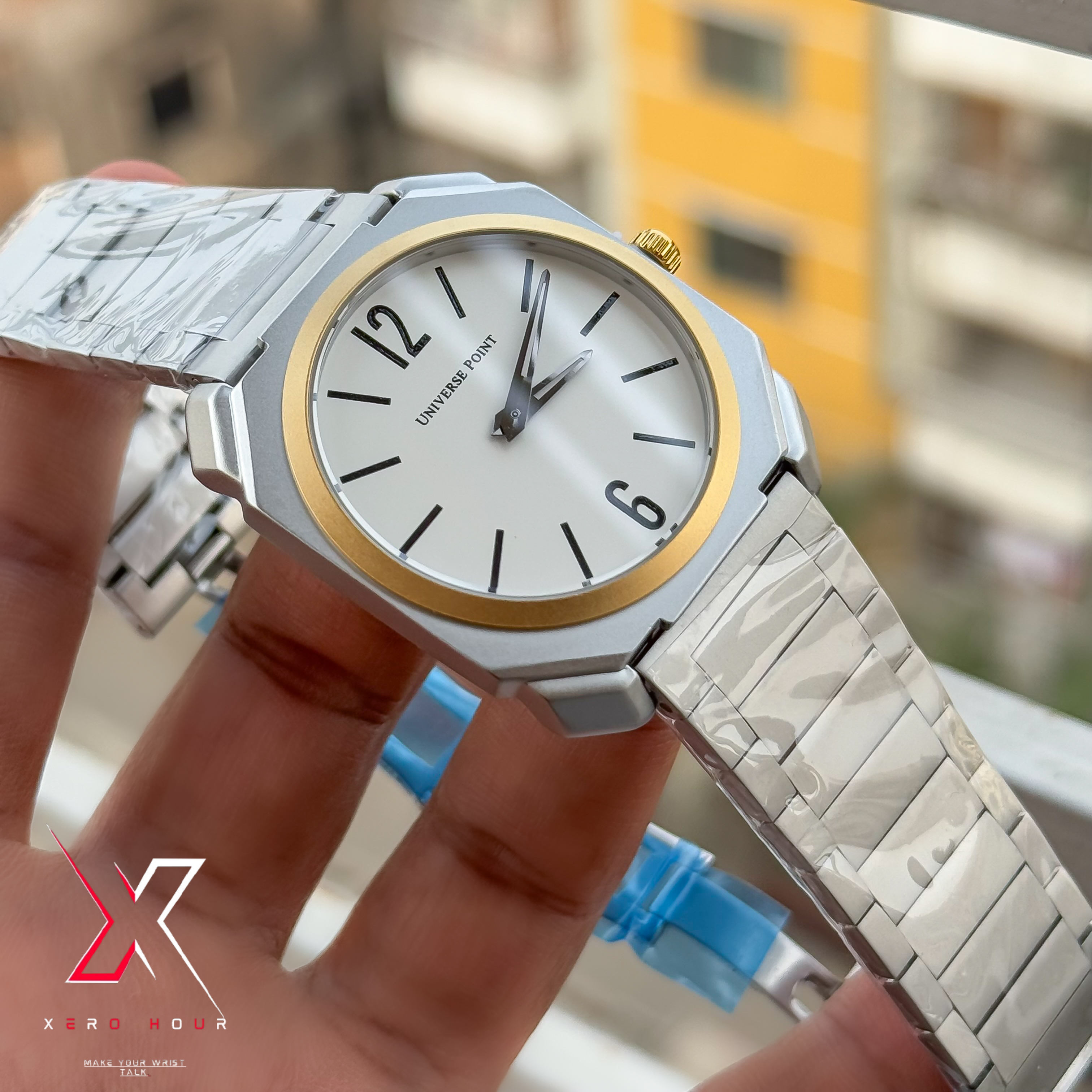 Universe Point | Blvgari style | Super Slim | Dual Tone | White dial |Authentic_img_4