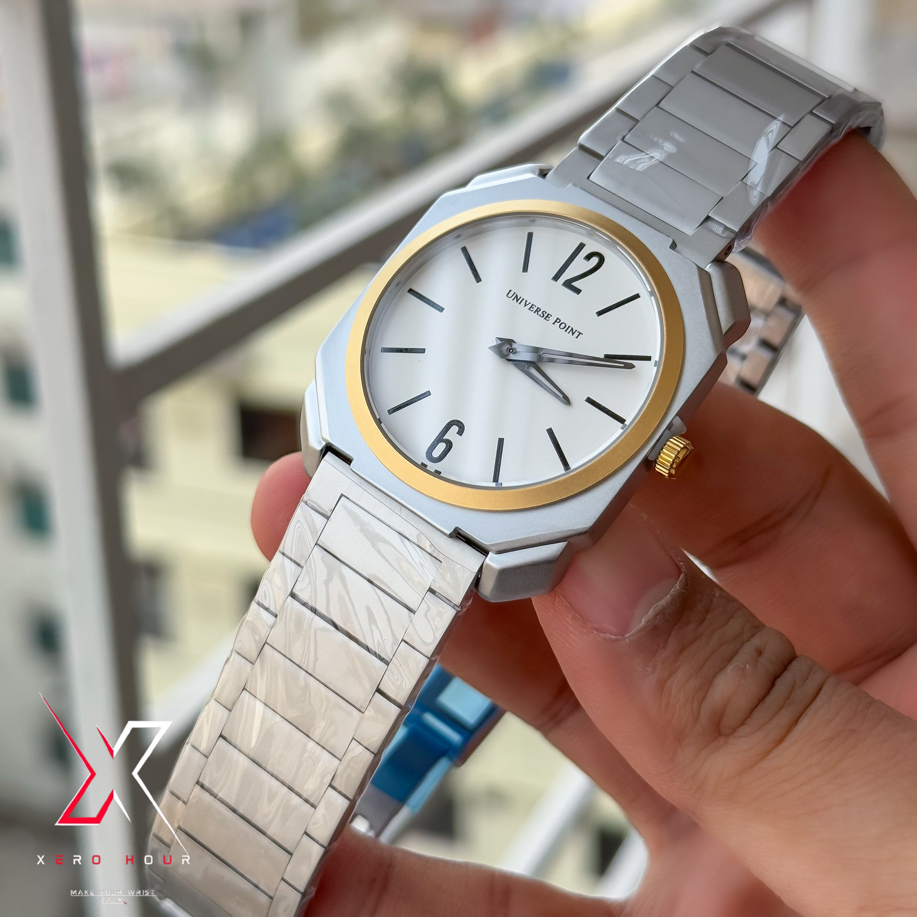 Universe Point | Blvgari style | Super Slim | Dual Tone | White dial |Authentic_img_5