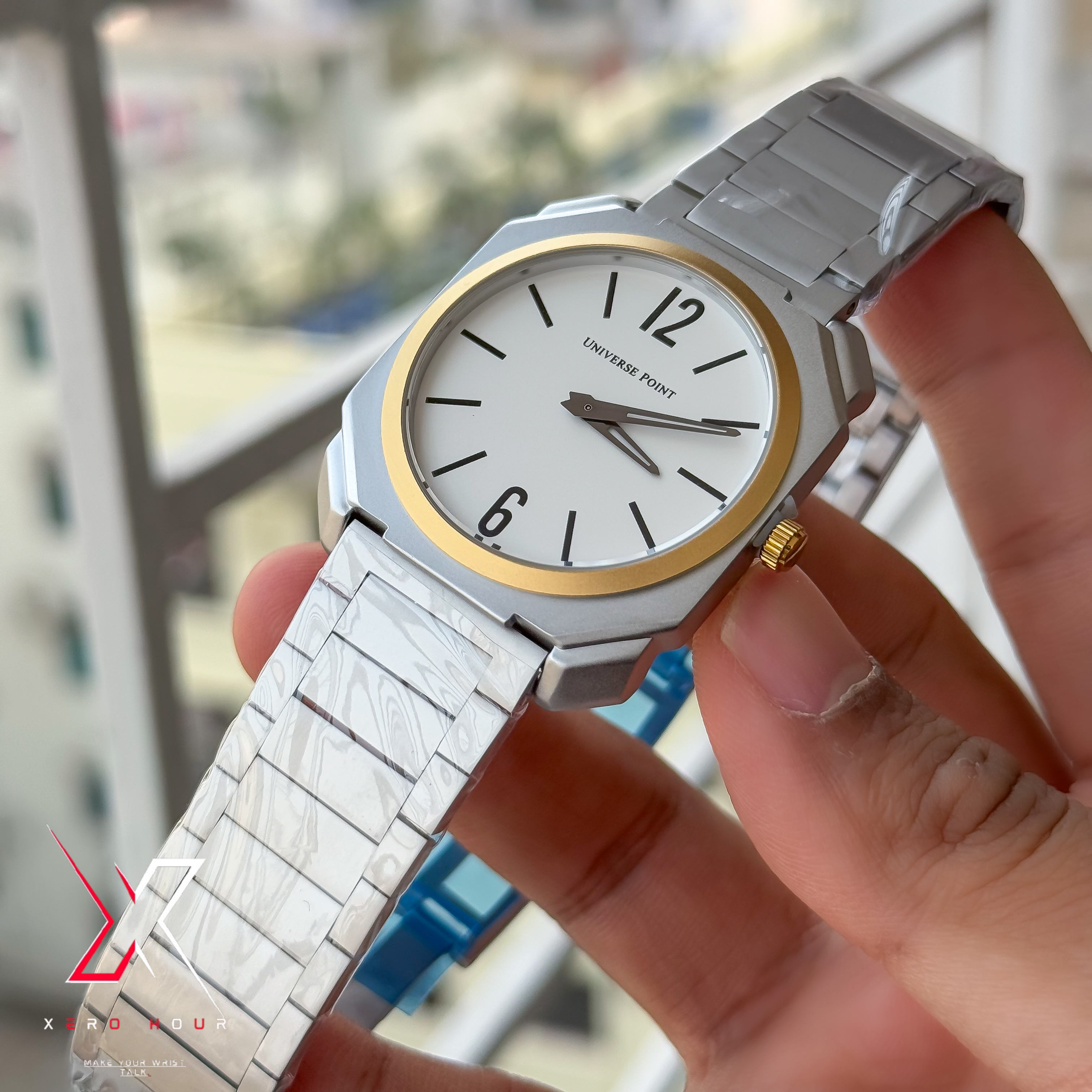 Universe Point | Blvgari style | Super Slim | Dual Tone | White dial |Authentic_img_6