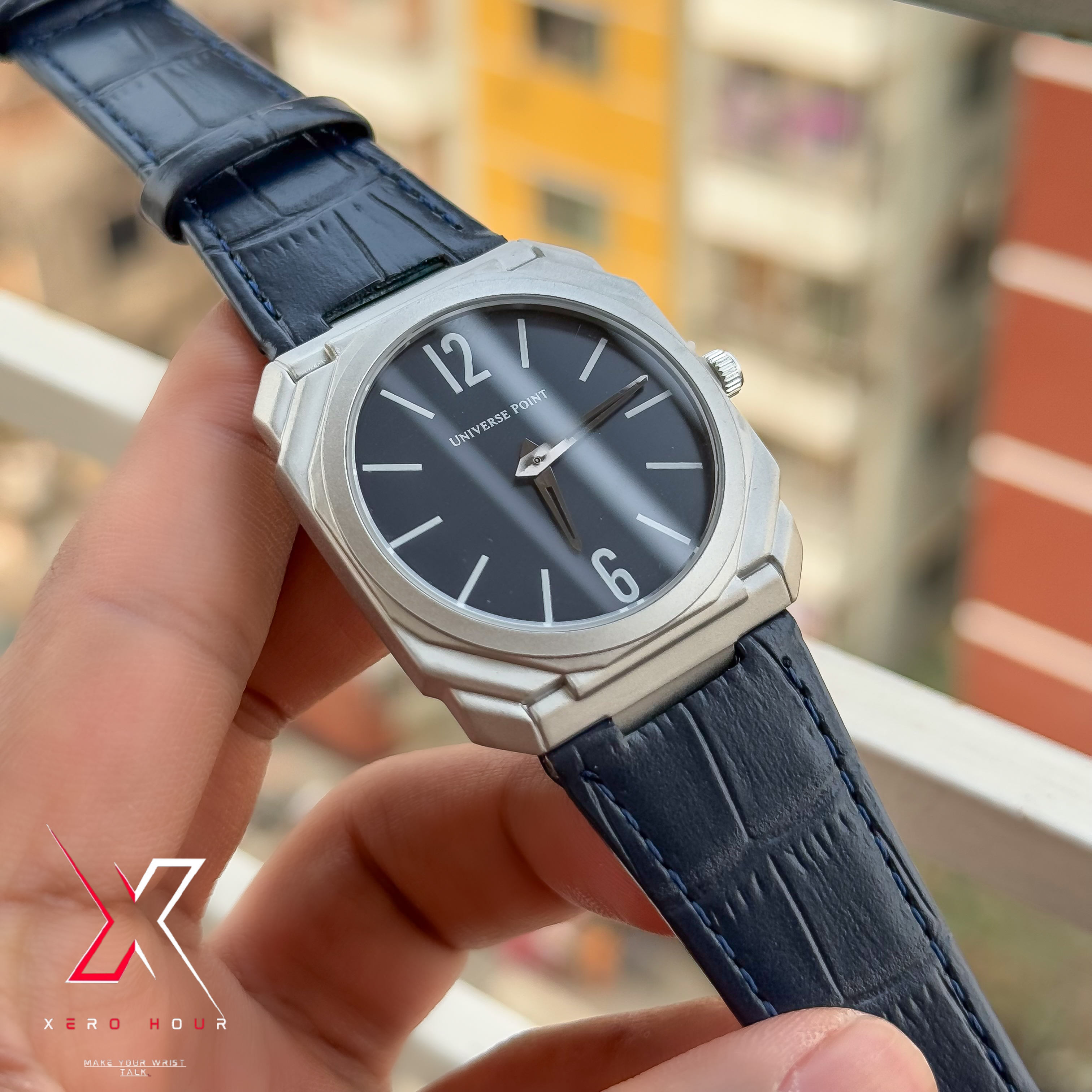 Universe Point | Blvgari style Leather belt | Super Slim | Dual Tone | Blue dial |Authentic_img_6