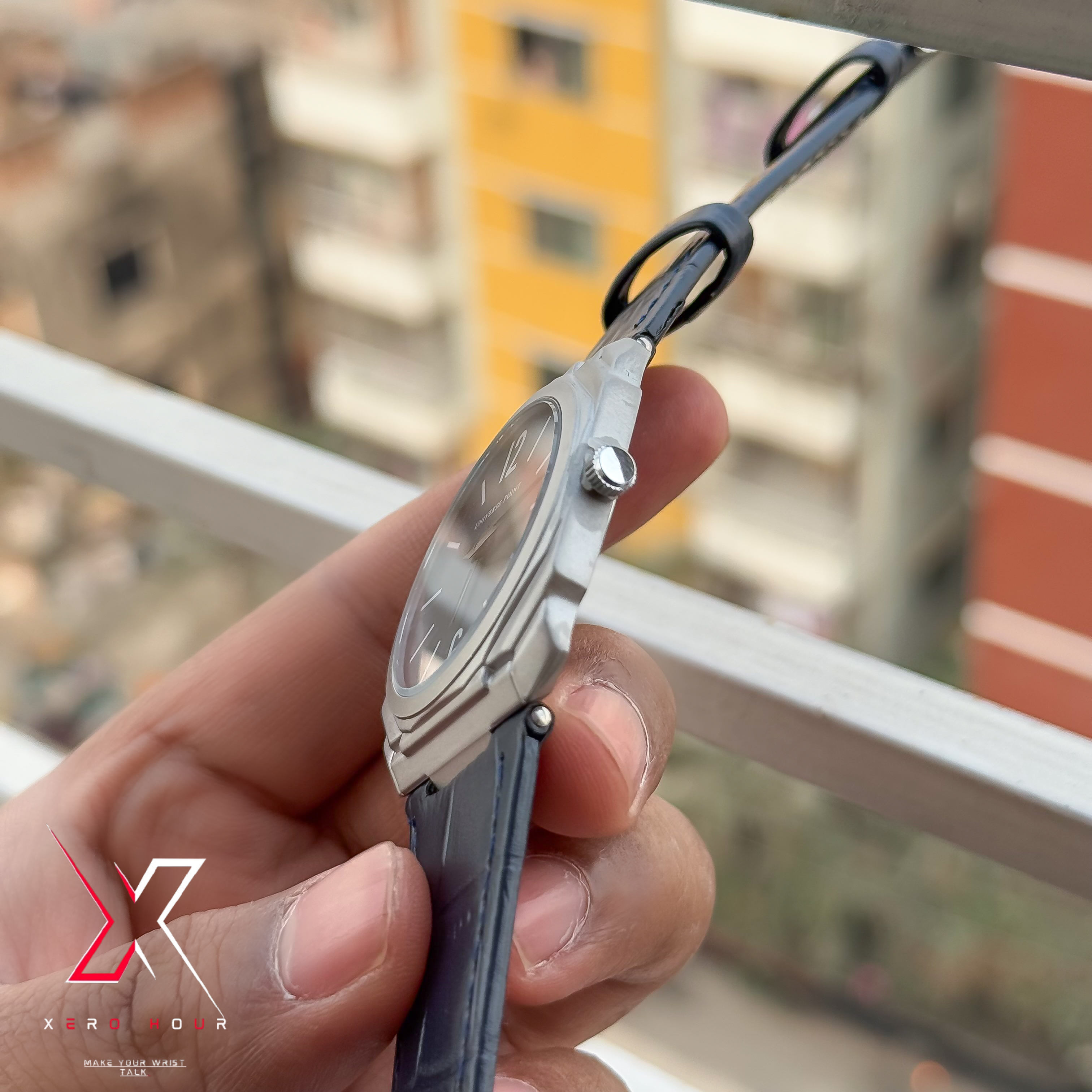 Universe Point | Blvgari style Leather belt | Super Slim | Dual Tone | Blue dial |Authentic_img_2