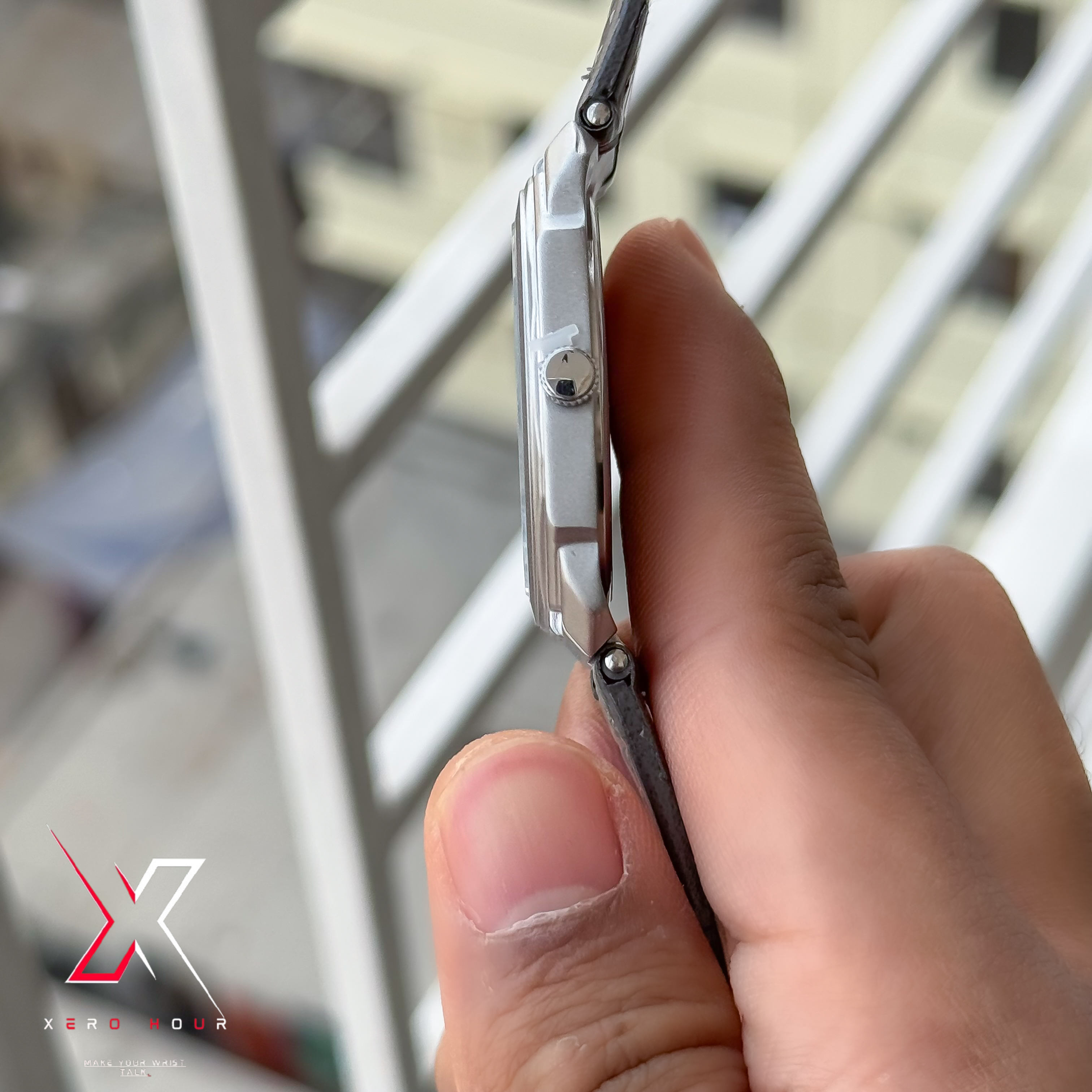 Universe Point | Blvgari style Leather belt | Super Slim | Dual Tone | Grey dial |Authentic_img_6