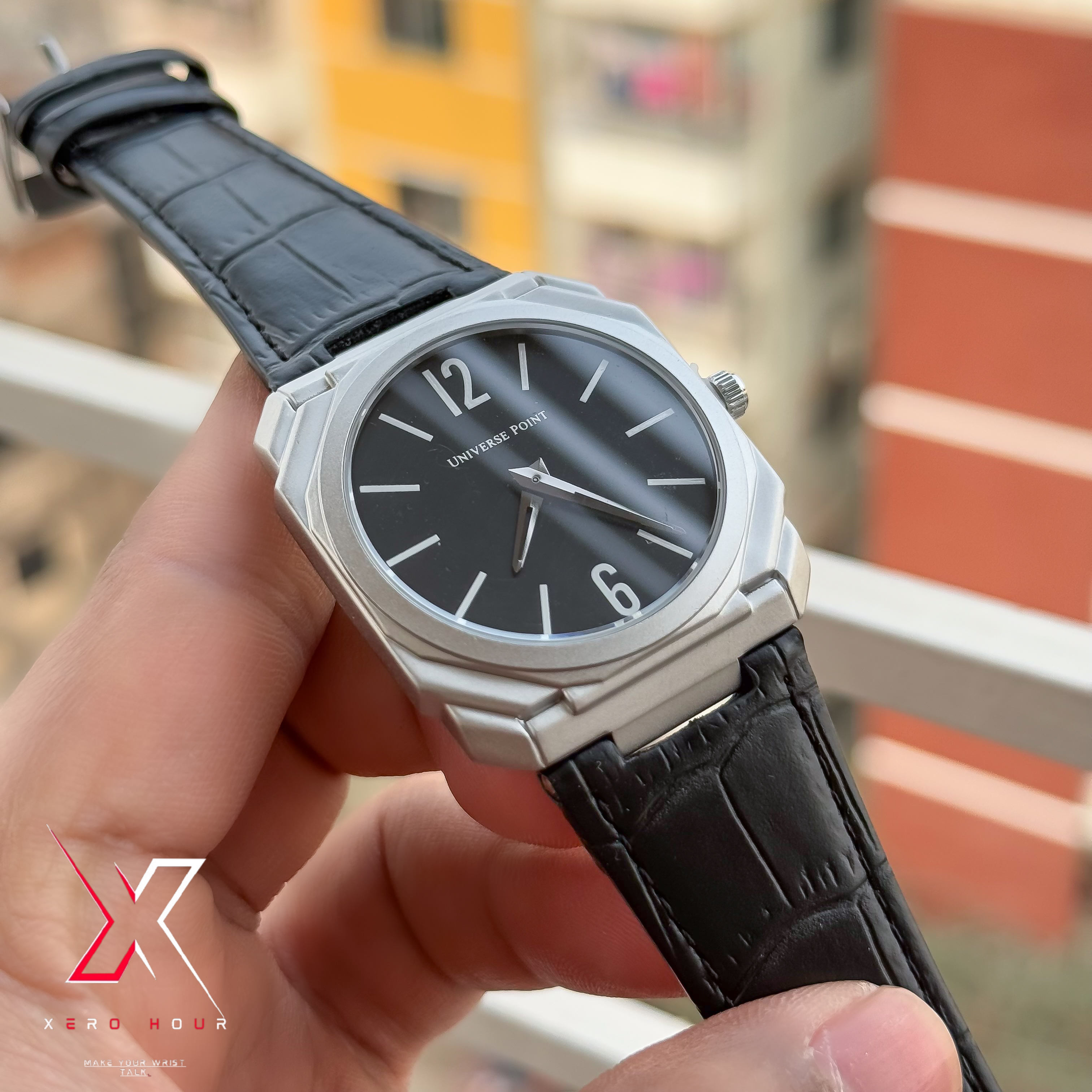 Universe Point | Blvgari style Leather belt | Super Slim | Dual Tone | Blackdial |Authentic_img_5