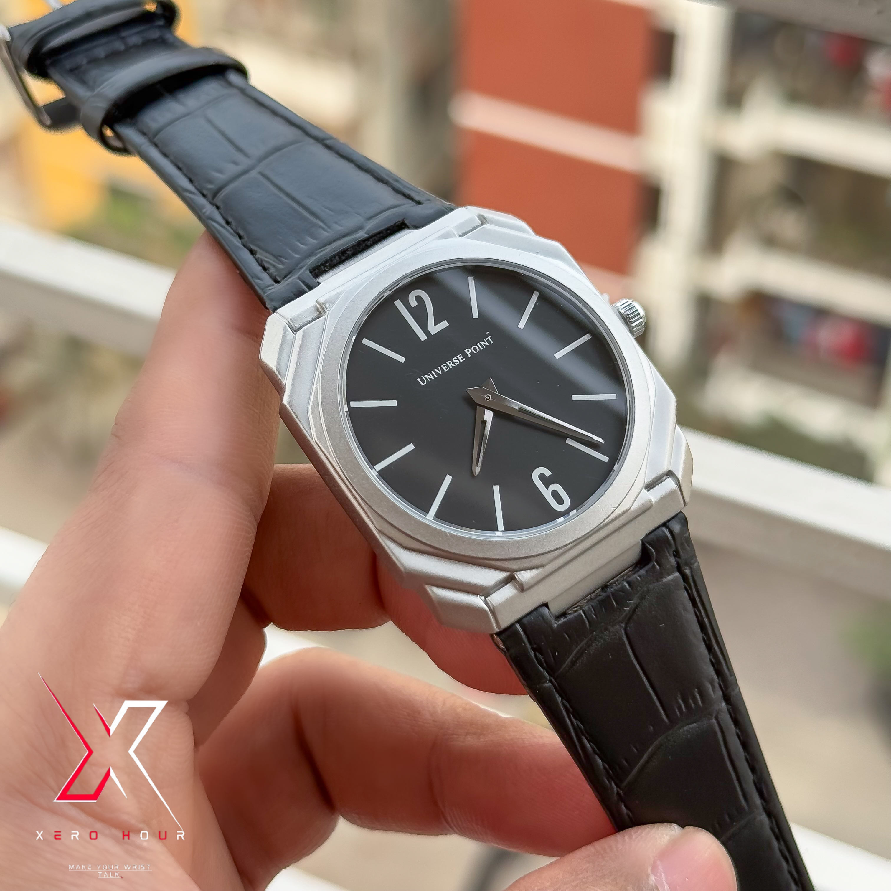 Universe Point | Blvgari style Leather belt | Super Slim | Dual Tone | Blackdial |Authentic_img_3