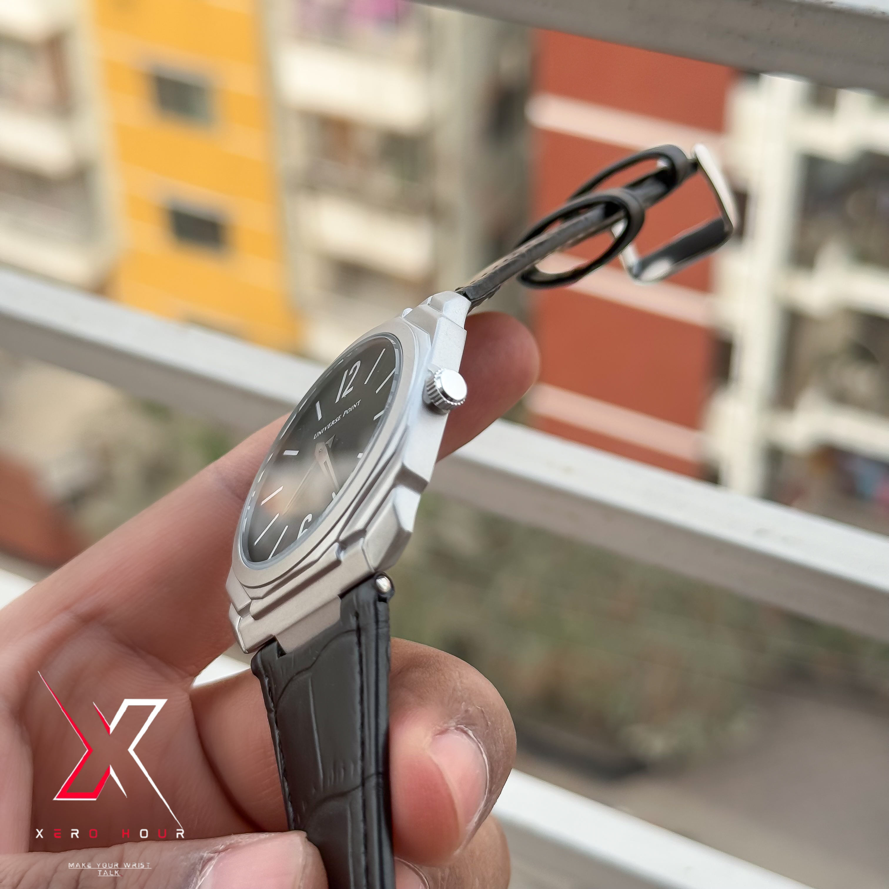 Universe Point | Blvgari style Leather belt | Super Slim | Dual Tone | Blackdial |Authentic_img_2