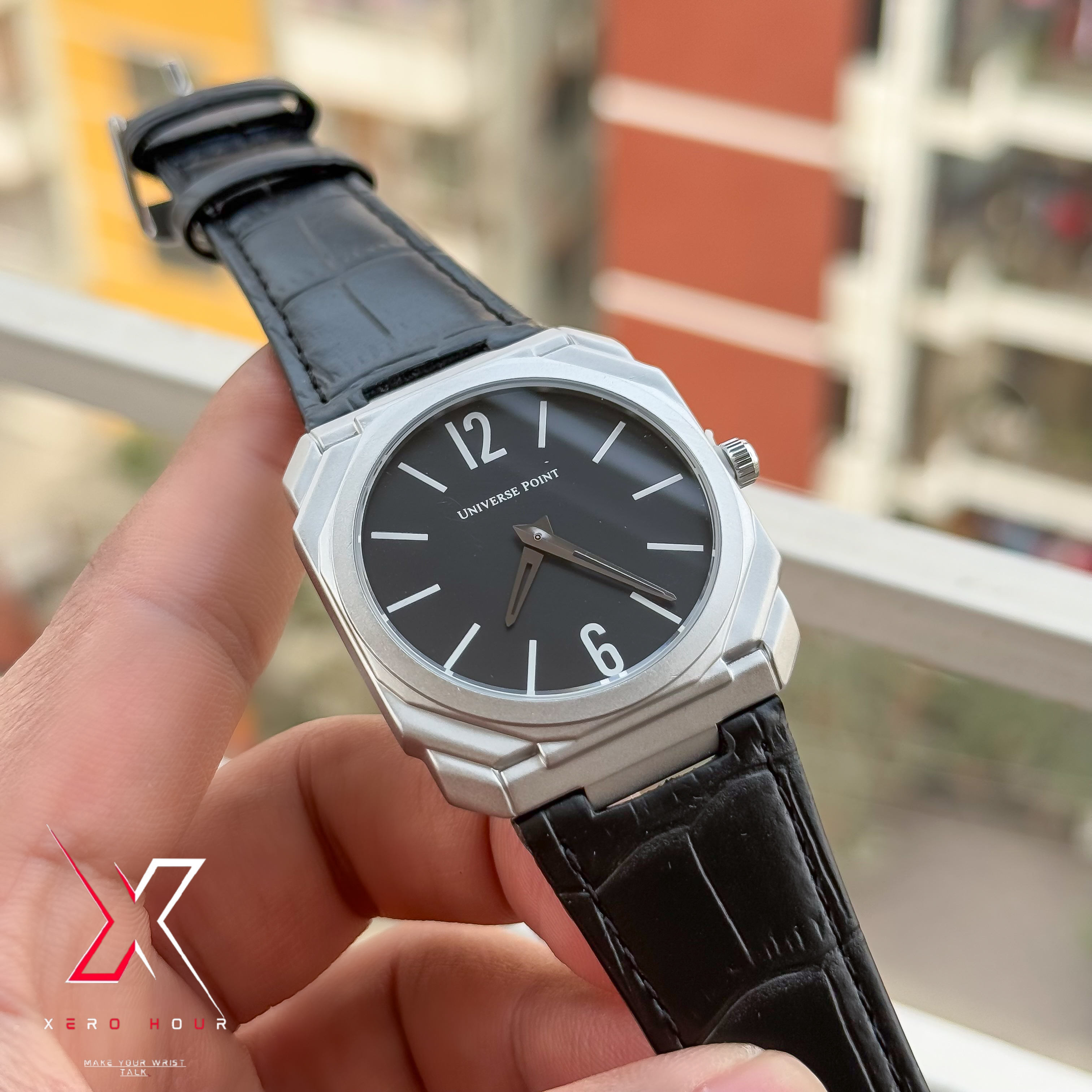 Universe Point | Blvgari style Leather belt | Super Slim | Dual Tone | Blackdial |Authentic_img_6