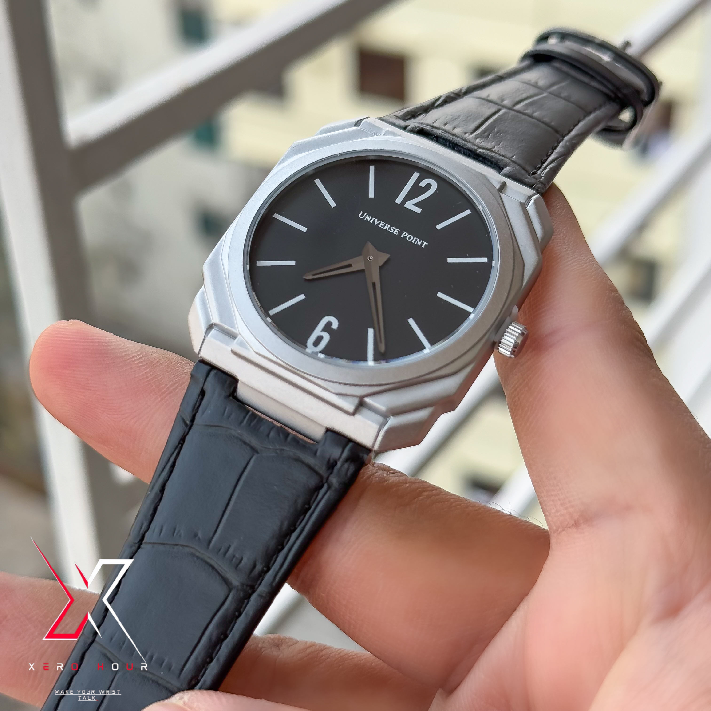 Universe Point | Blvgari style Leather belt | Super Slim | Dual Tone | Blackdial |Authentic_img_7