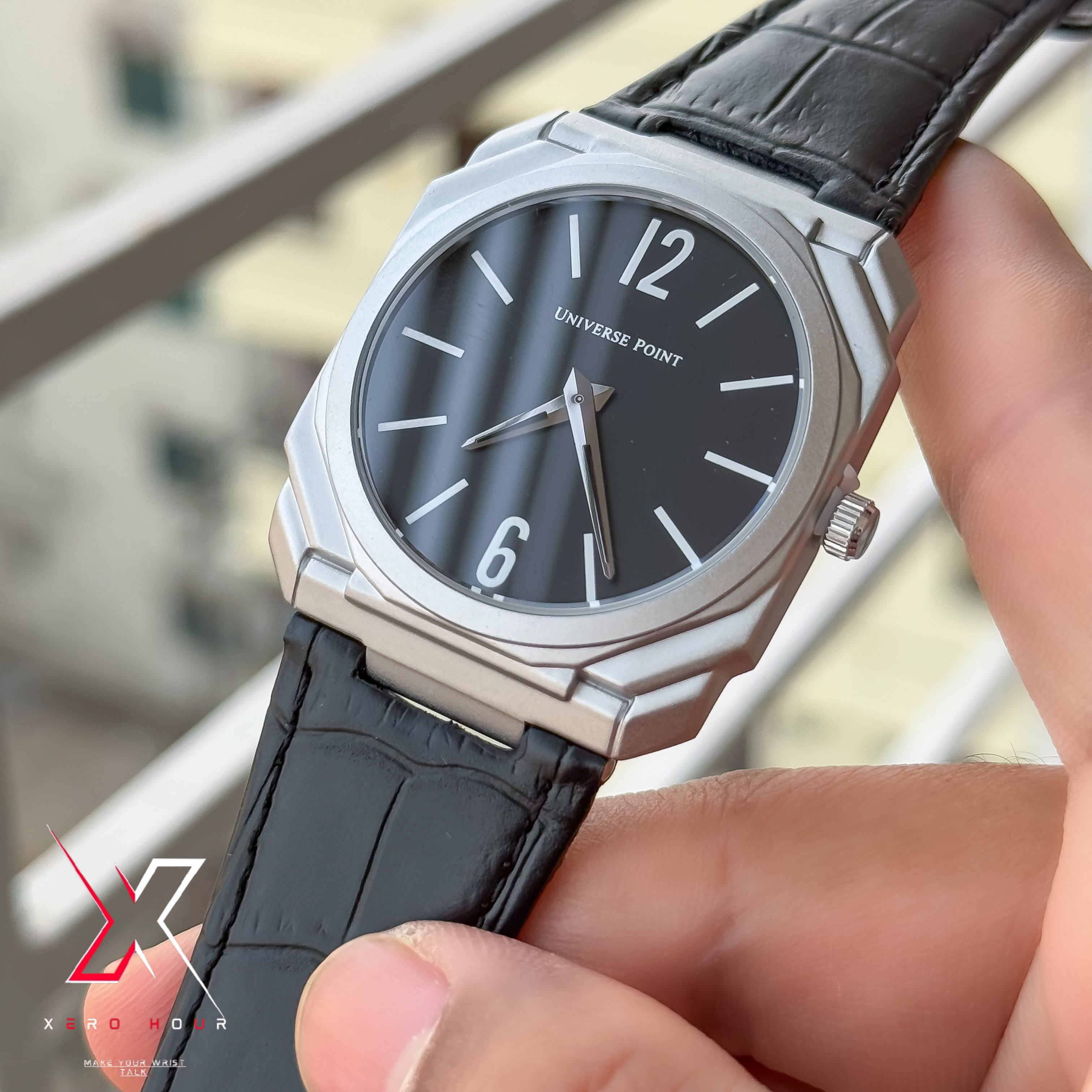 Universe Point | Blvgari style Leather belt | Super Slim | Dual Tone | Blackdial |Authentic_img_4