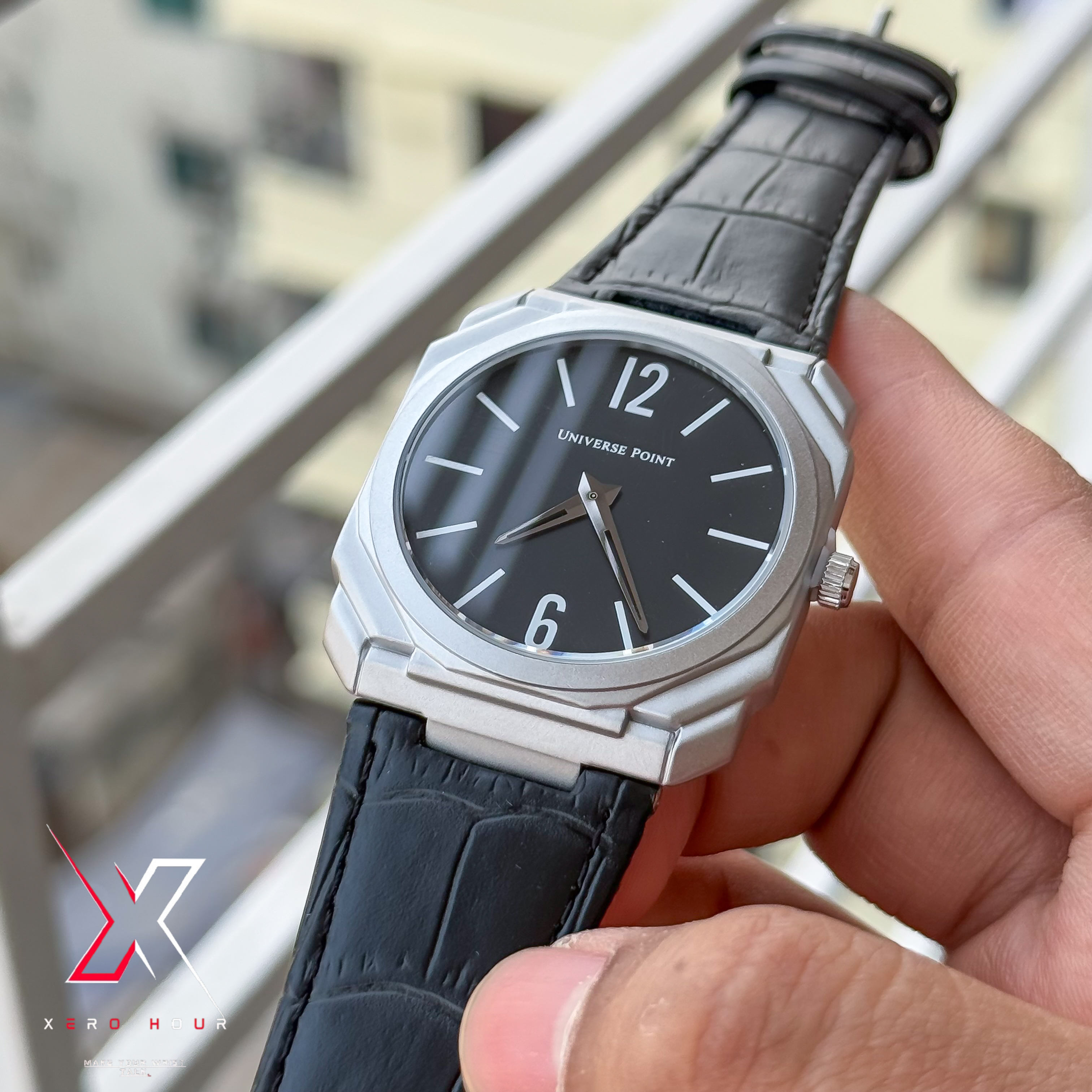 Universe Point | Blvgari style Leather belt | Super Slim | Dual Tone | Blackdial |Authentic_img_8