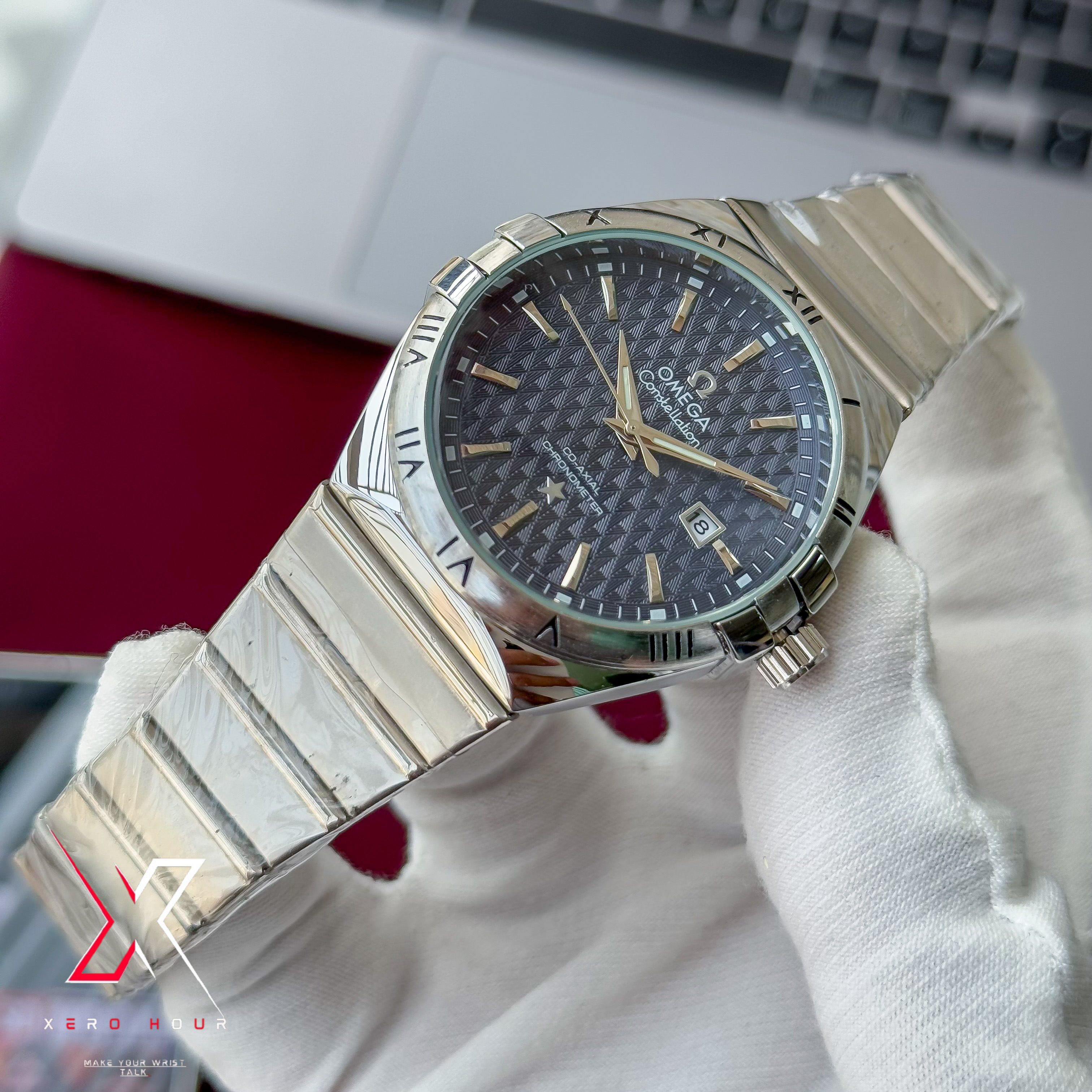 Omega Constellation Waffle Dial | Date just | Chain Version | Blue dial_img_6