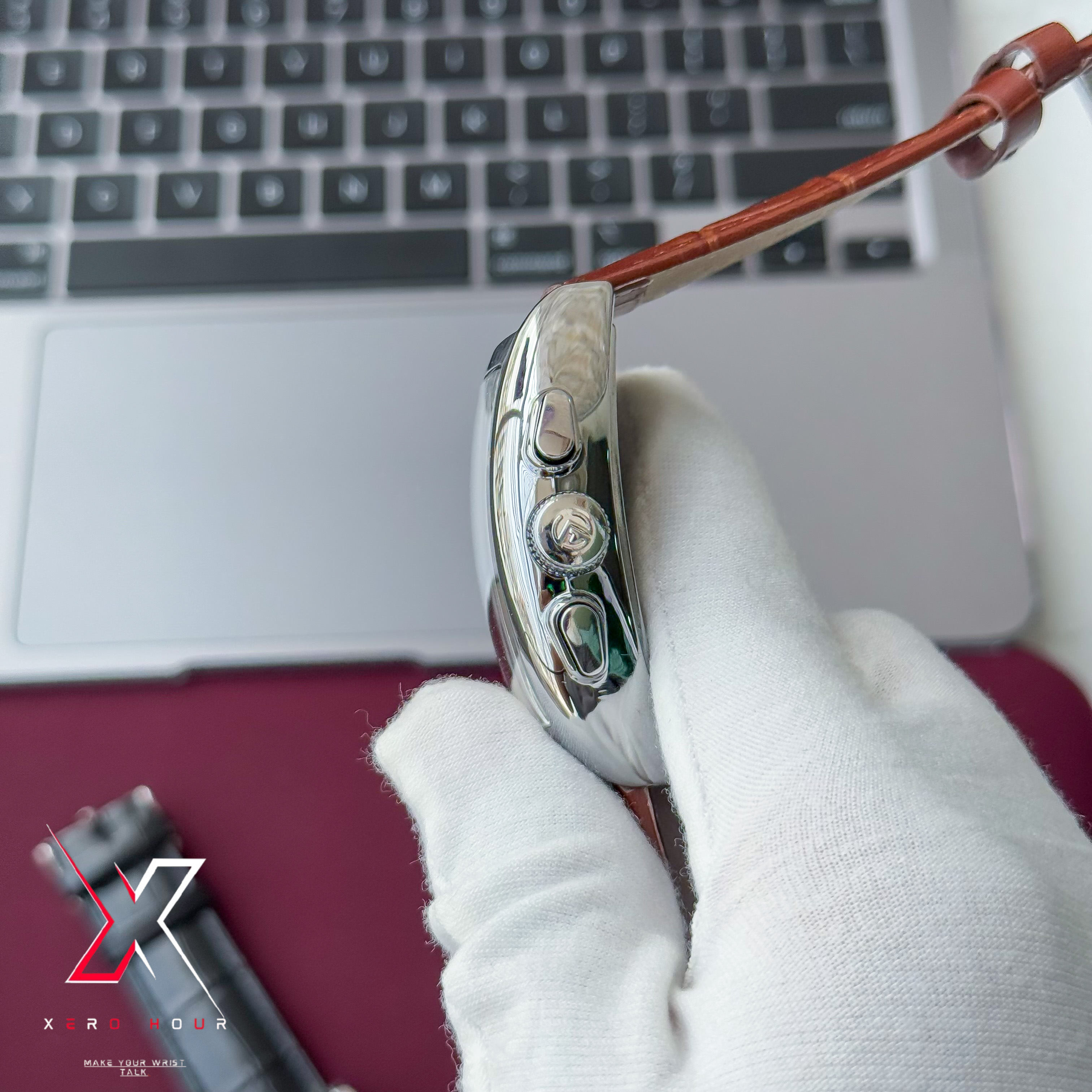 Franck Muller Curve Dial | Automatic Tourbillion | White Dial Brown Leather belt_img_6