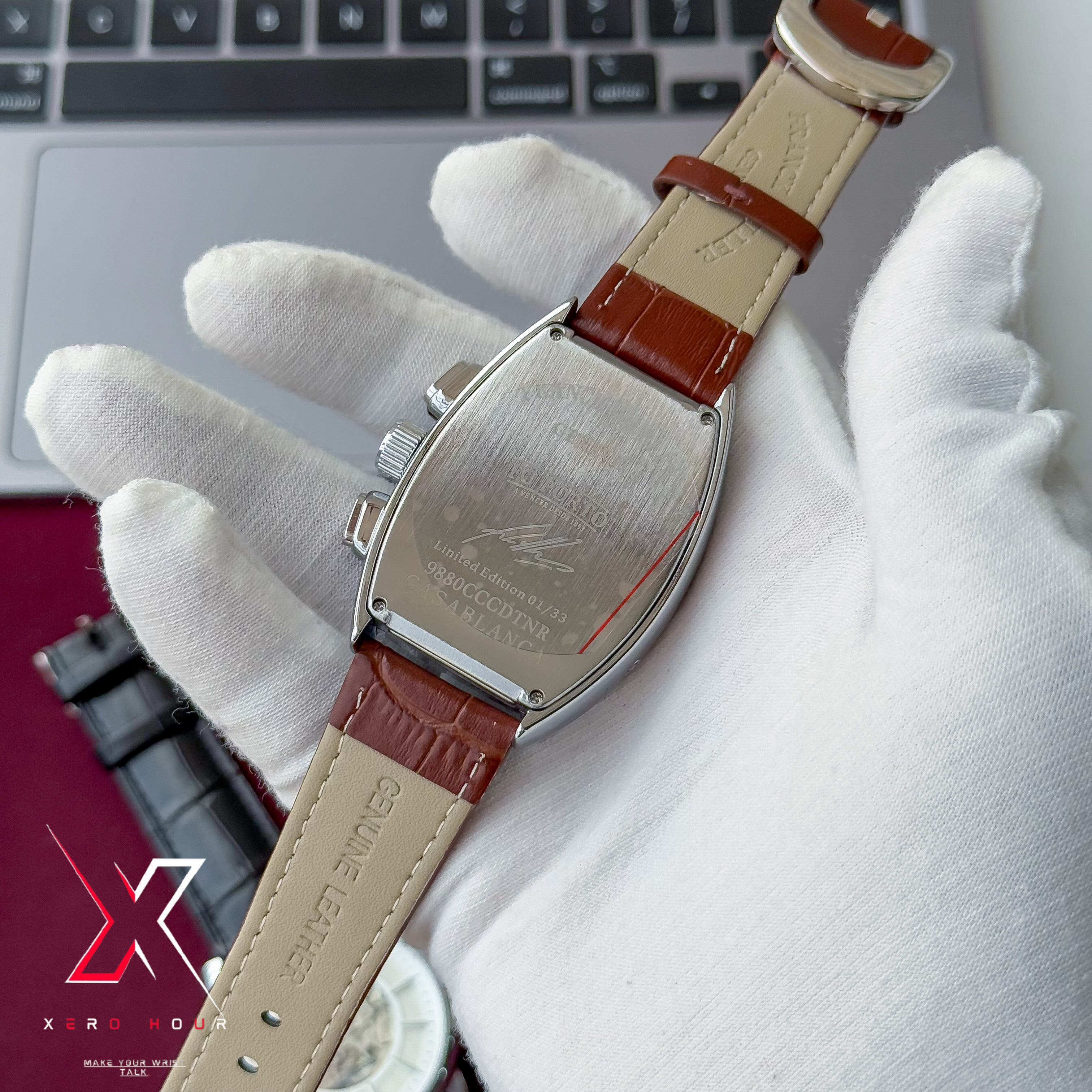 Franck Muller Curve Dial | Automatic Tourbillion | White Dial Brown Leather belt_img_7