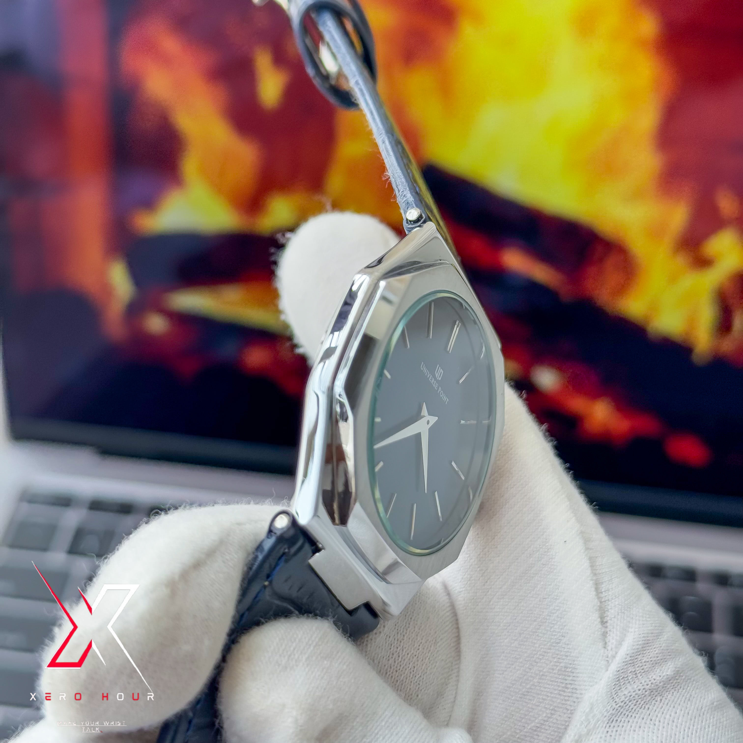 Universe Point | Hexa Style | Leather Belt | Authentic | Blue Dial_img_7