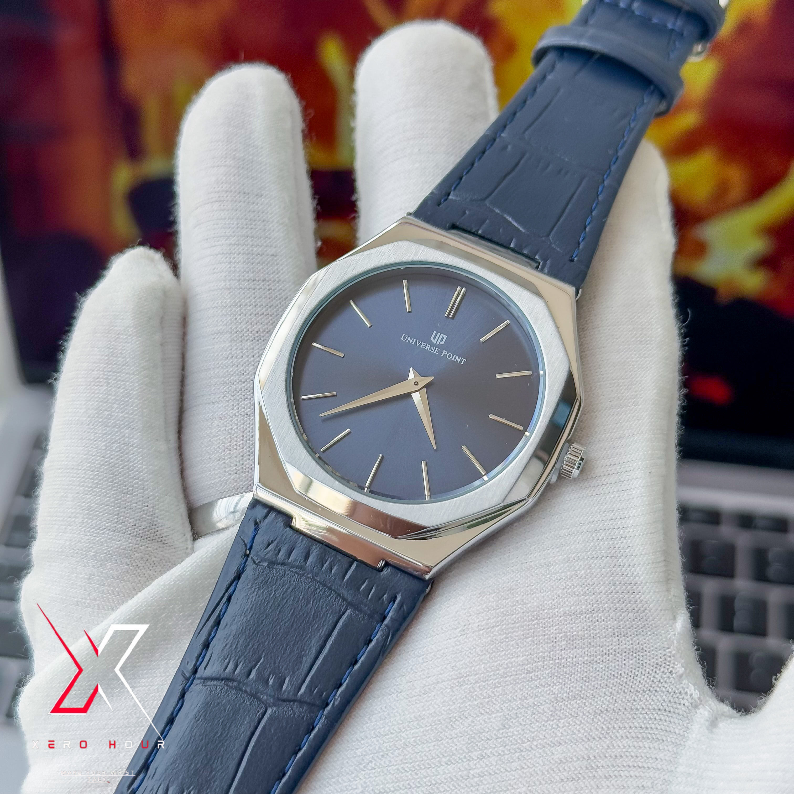 Universe Point | Hexa Style | Leather Belt | Authentic | Blue Dial_img_8