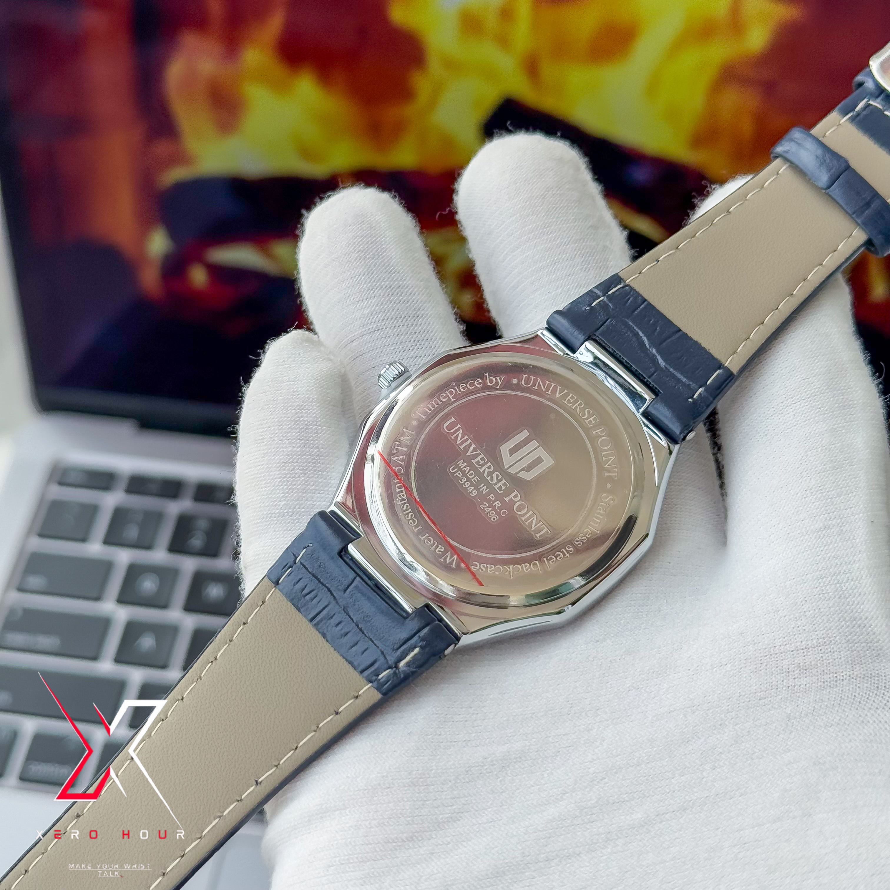 Universe Point | Hexa Style | Leather Belt | Authentic | Blue Dial_img_2