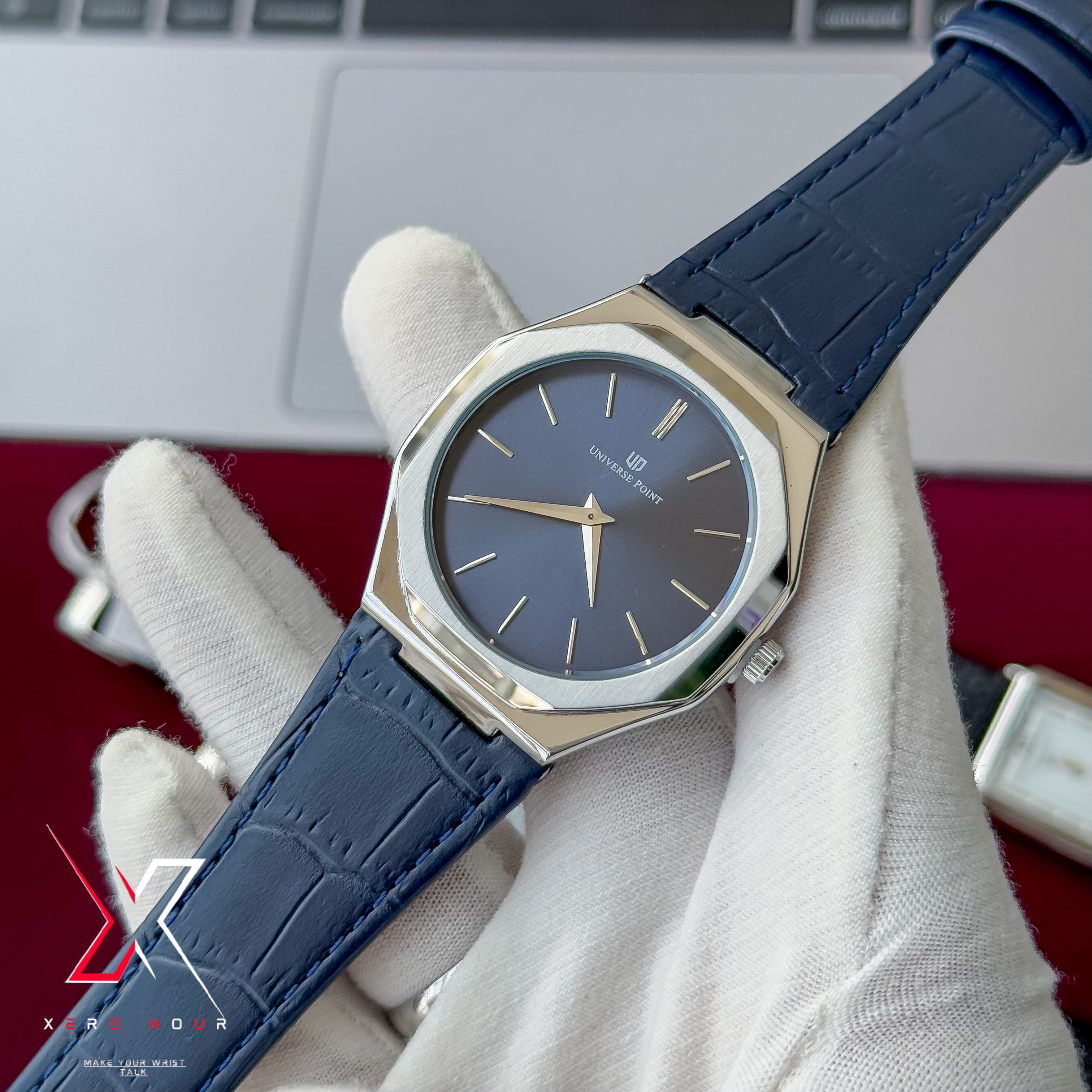 Universe Point | Hexa Style | Leather Belt | Authentic | Blue Dial_img_9