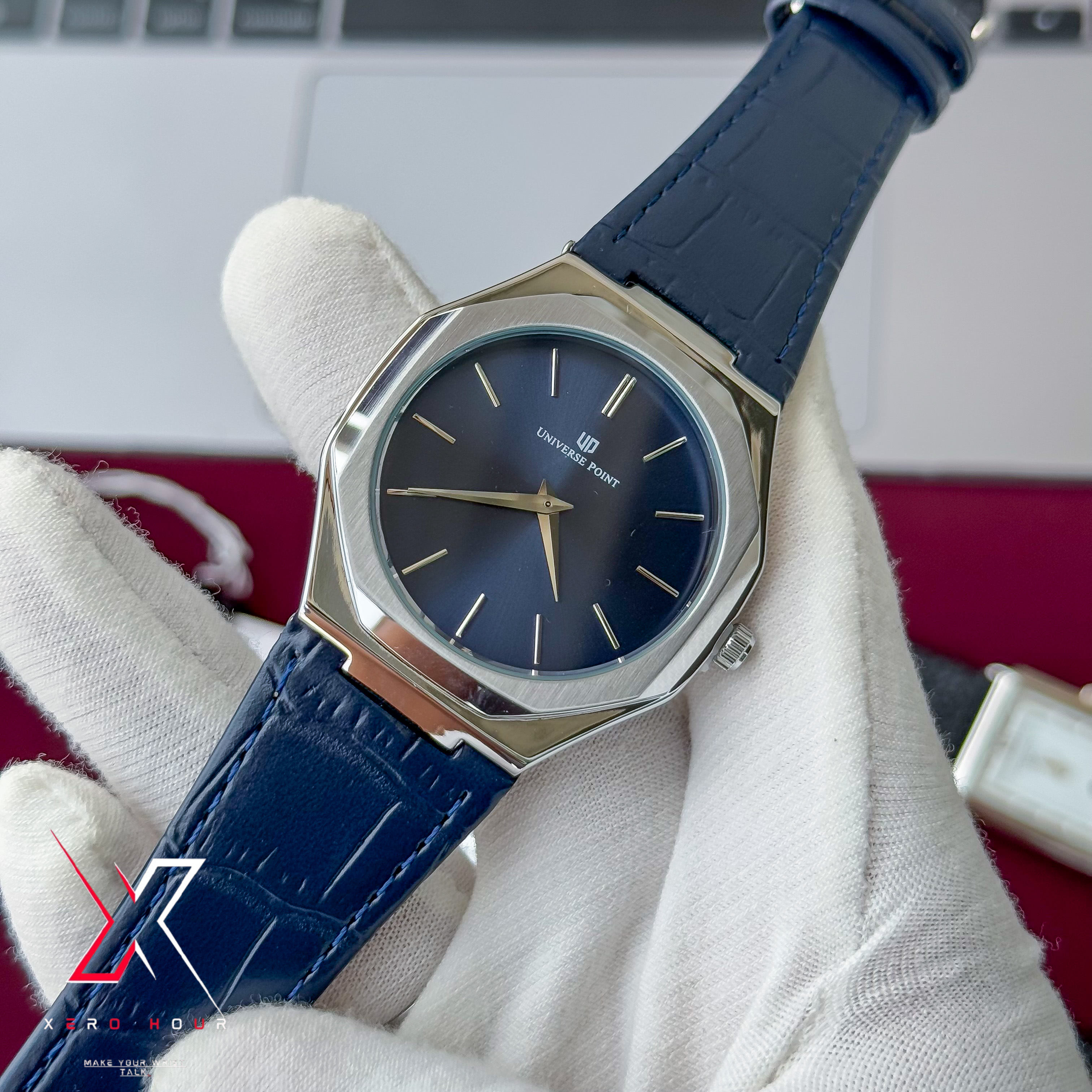 Universe Point | Hexa Style | Leather Belt | Authentic | Blue Dial_img_4