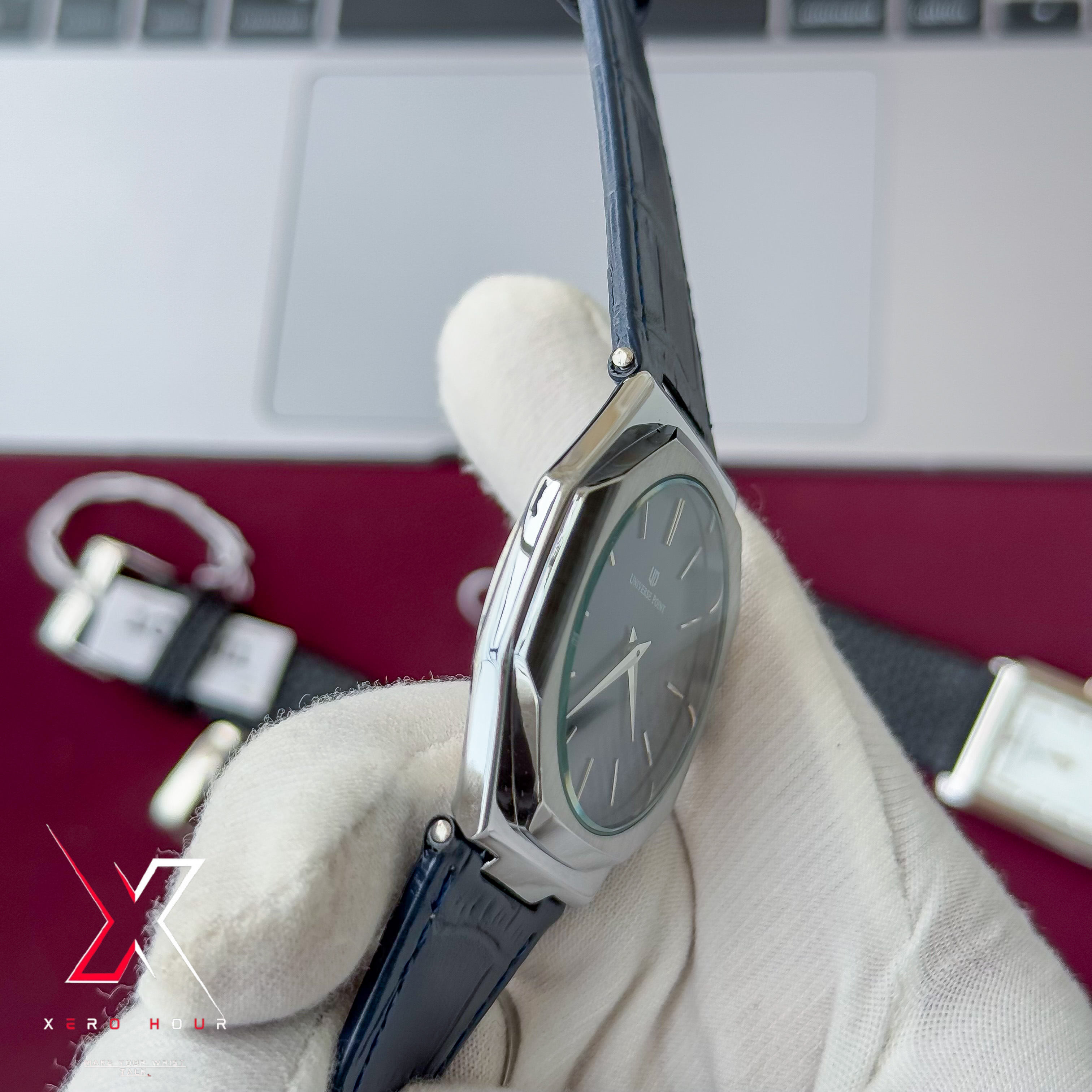 Universe Point | Hexa Style | Leather Belt | Authentic | Blue Dial_img_3