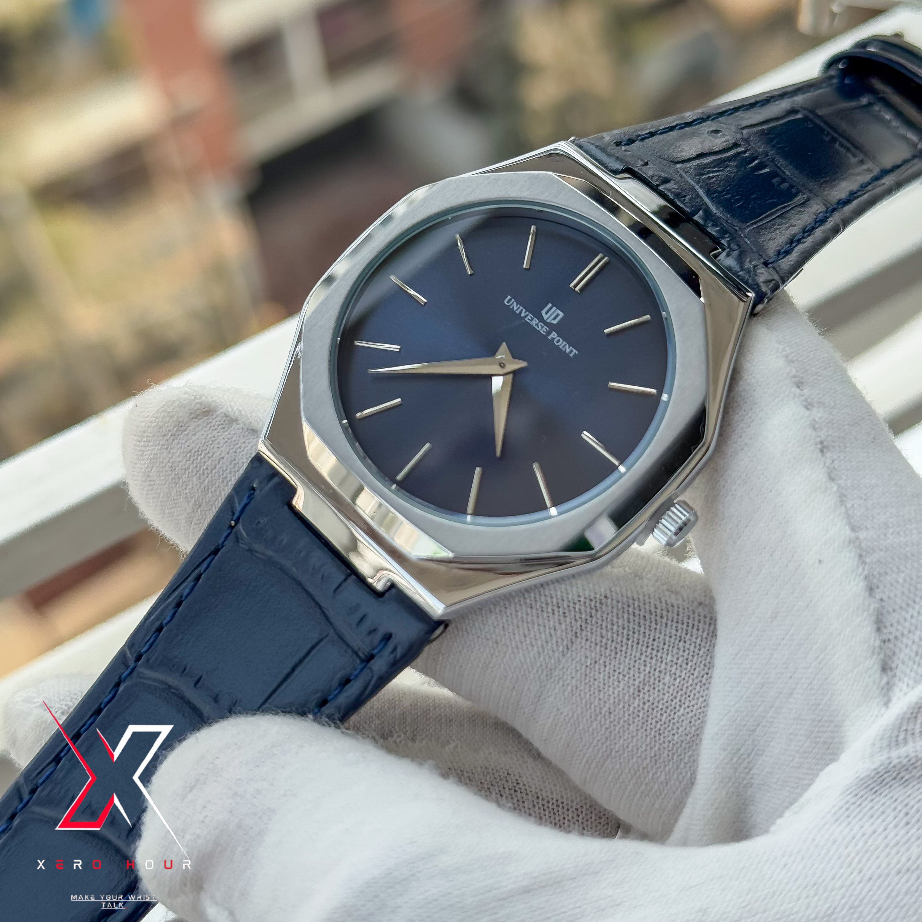 Universe Point | Hexa Style | Leather Belt | Authentic | Blue Dial_img_10