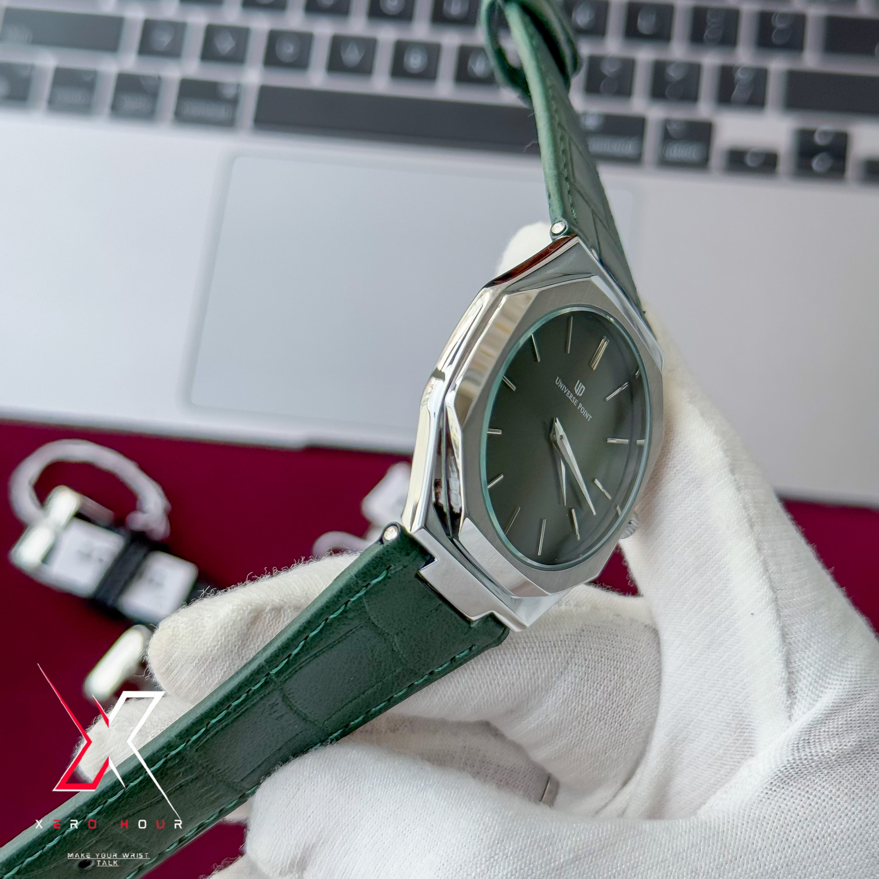 Universe Point | Hexa Style | Leather Belt | Authentic |Green dial_img_1