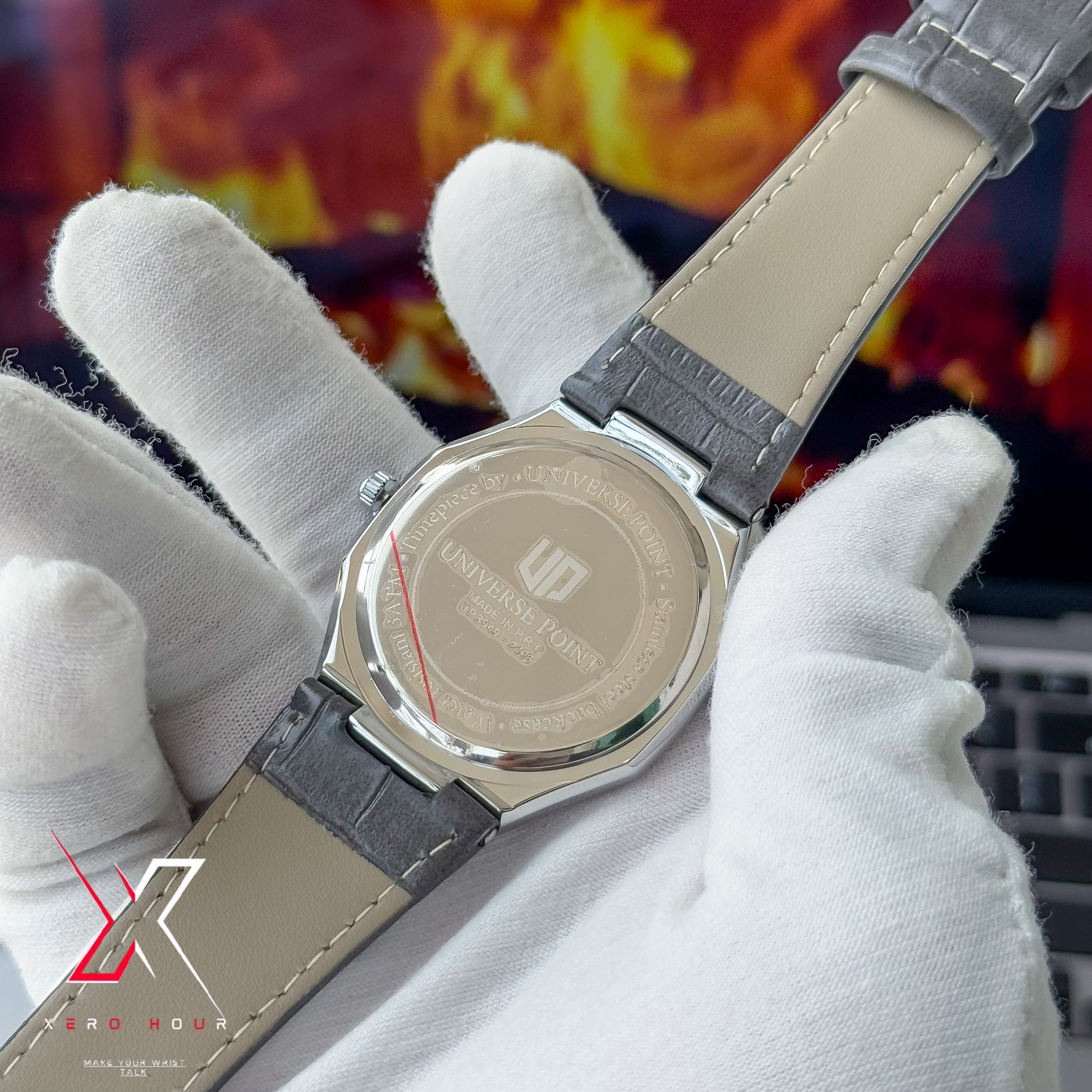 Universe Point | Hexa Style | Leather Belt | Authentic |Grey dial_img_1