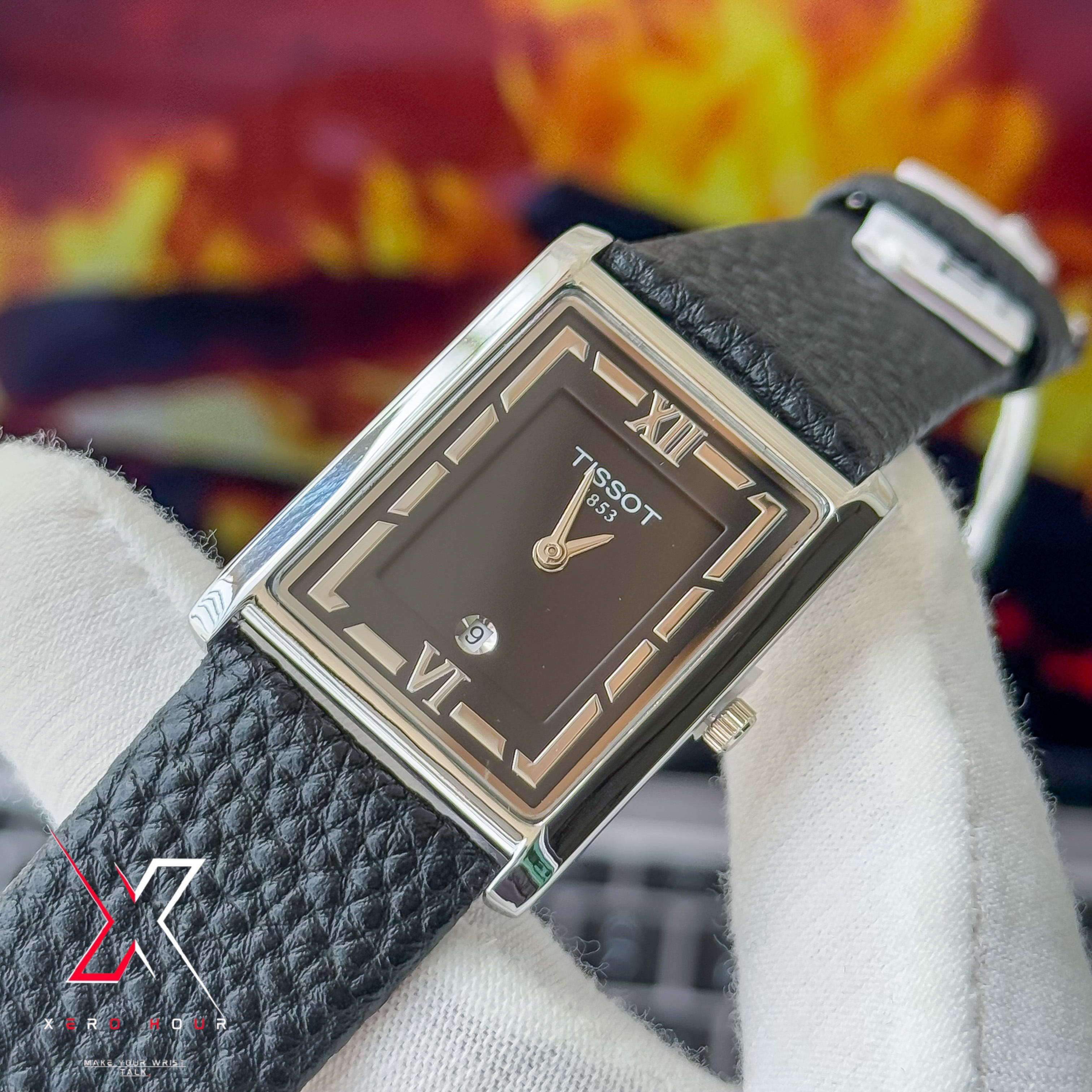 Tissot OLD MONEY STYLE | Super Slim Date Just | Leather belt | Black Dial