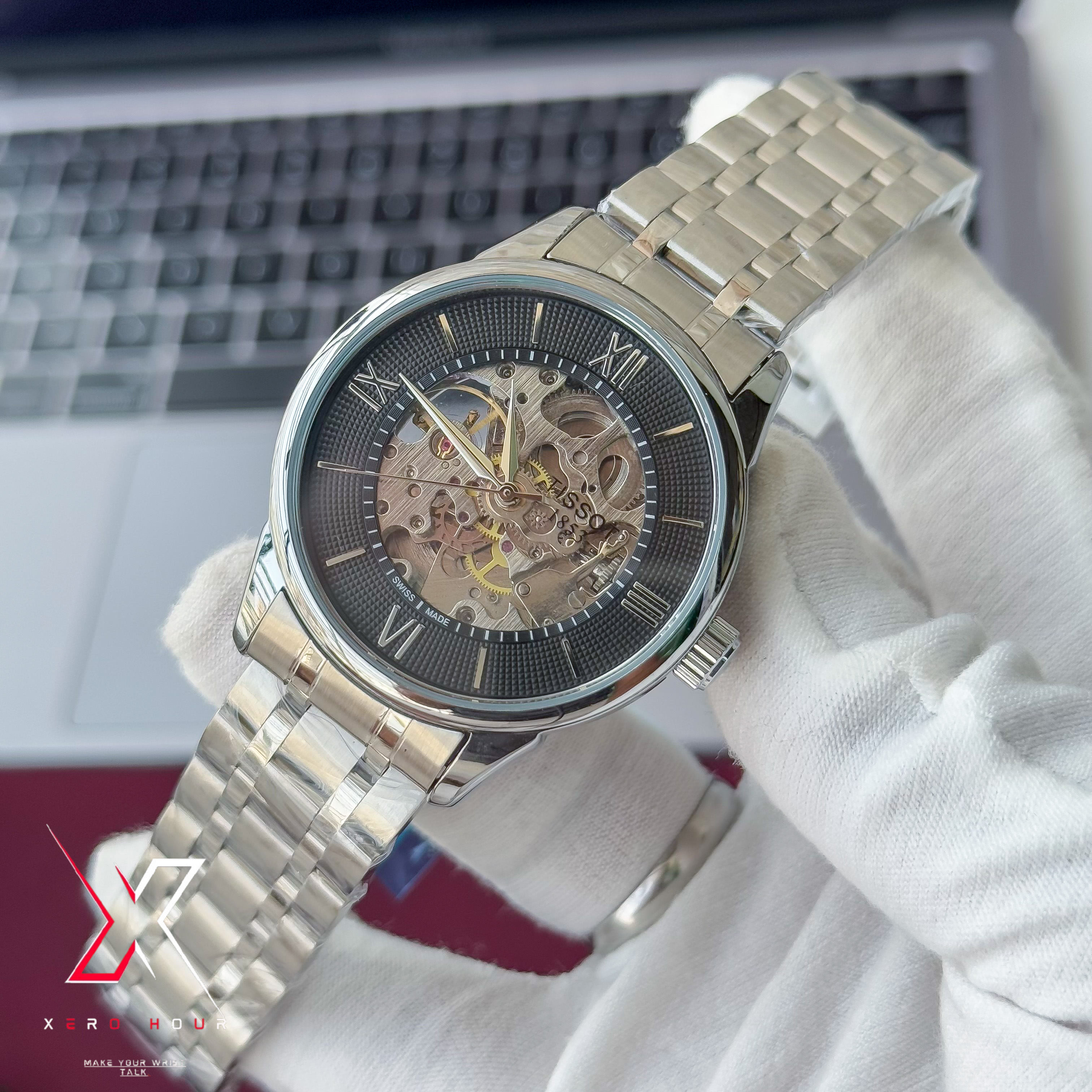 Tissot | Half Skeleton Automatic | Full Silver Black Dial_img_4