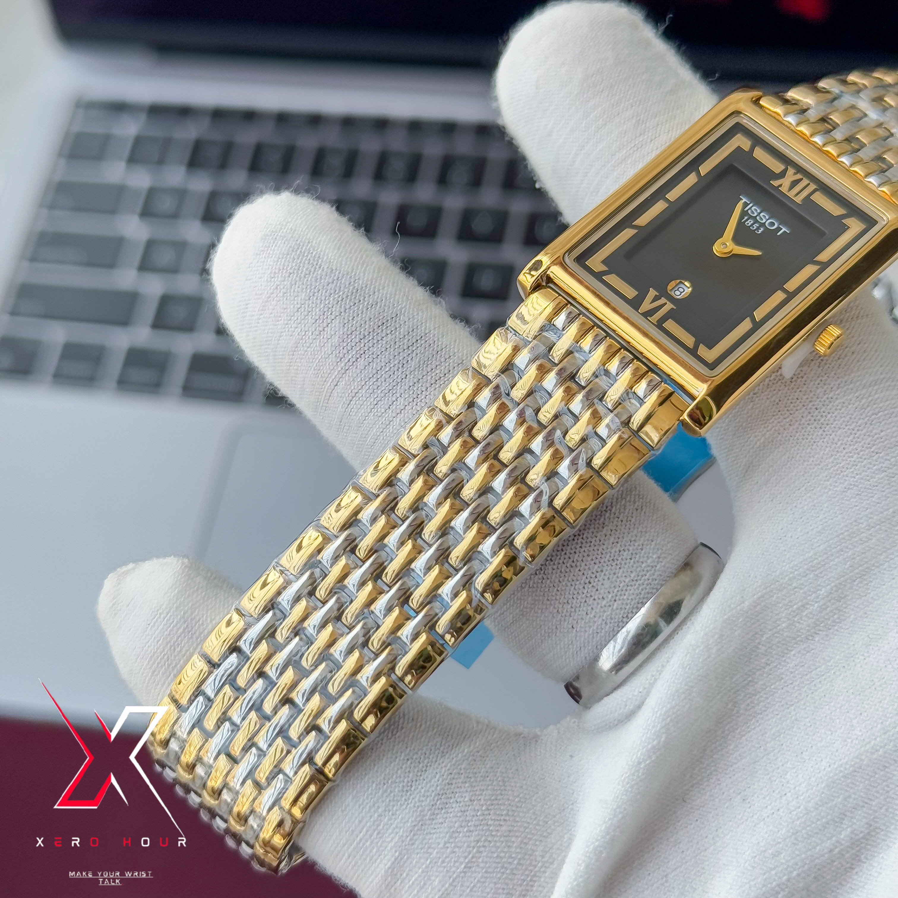 Tissot OLD MONEY STYLE | Super Slim Date Just | Chain SS | Dual GOLD BLACK_img_4