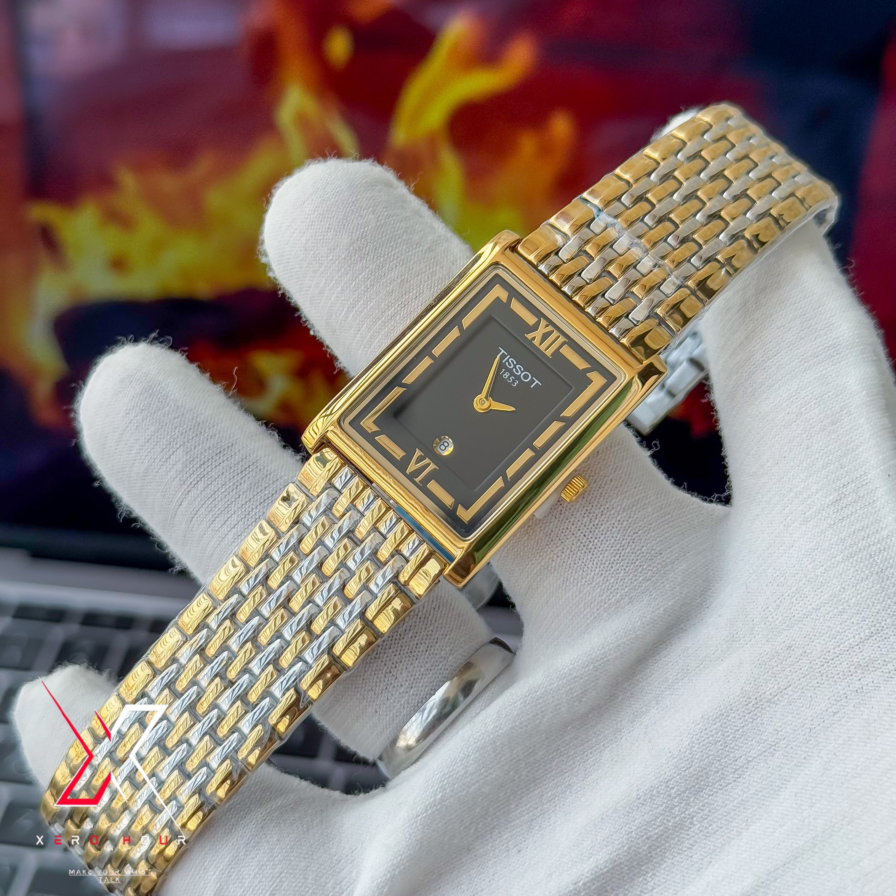 Tissot OLD MONEY STYLE | Super Slim Date Just | Chain SS | Dual GOLD BLACK_img_5