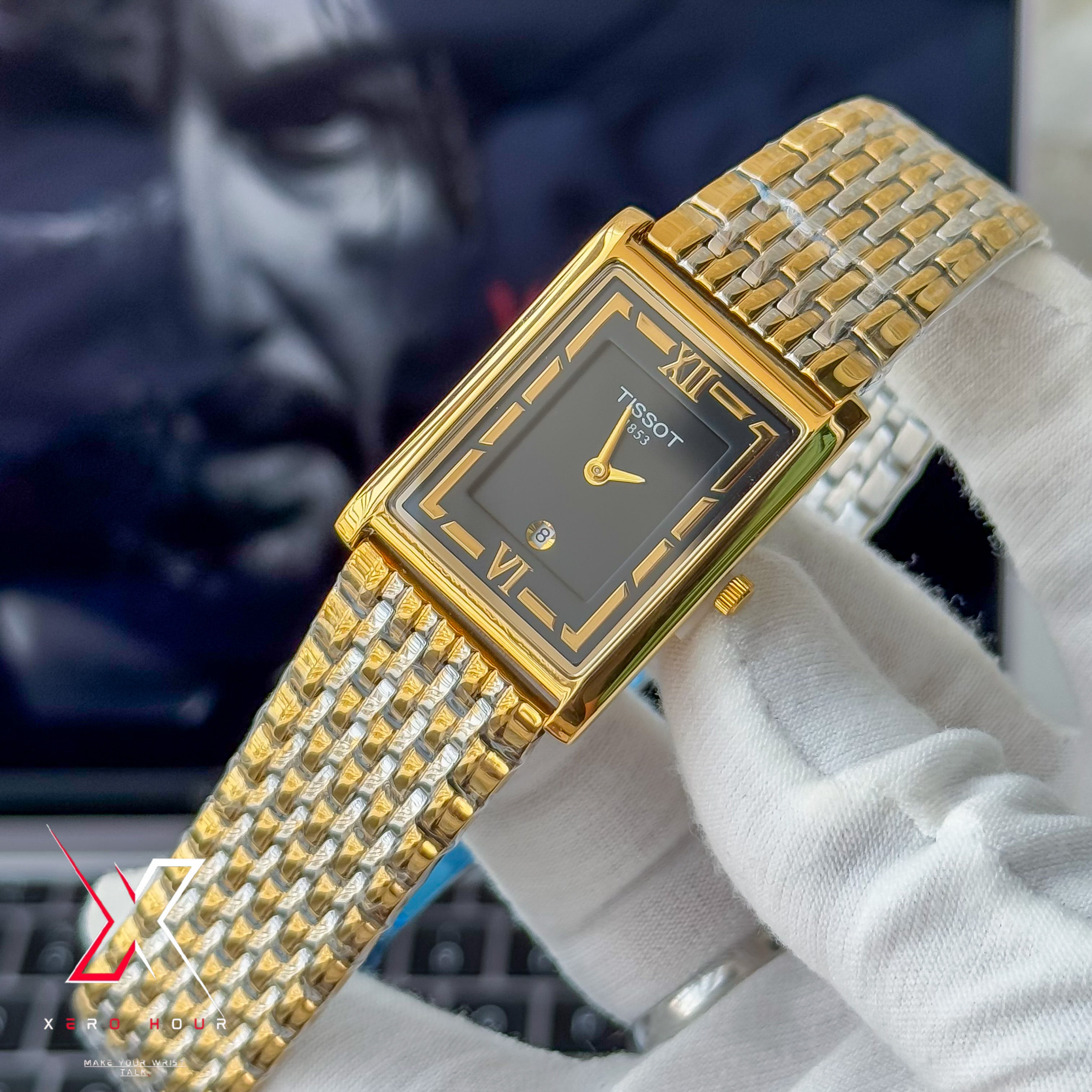 Tissot OLD MONEY STYLE | Super Slim Date Just | Chain SS | Dual GOLD BLACK