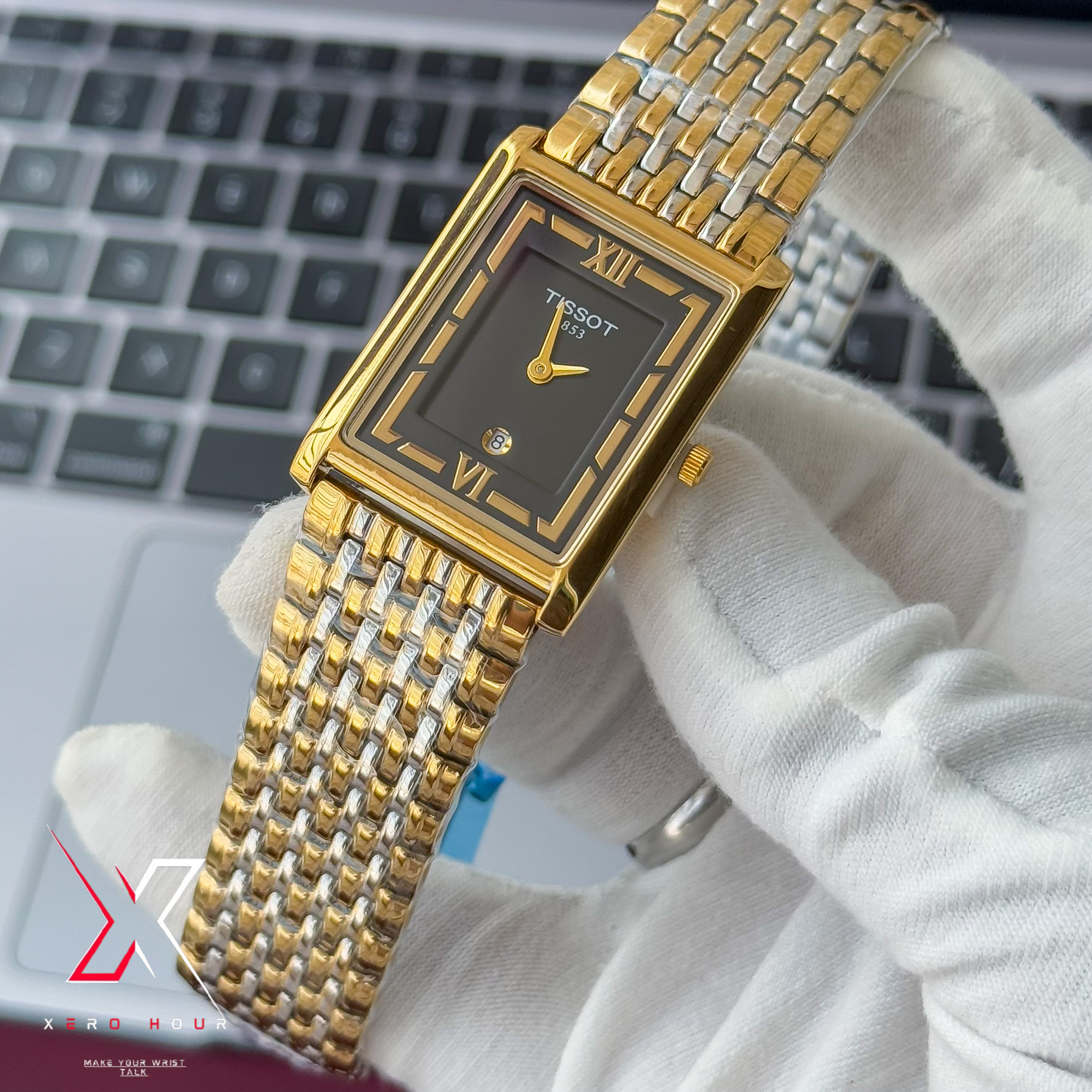 Tissot OLD MONEY STYLE | Super Slim Date Just | Chain SS | Dual GOLD BLACK_img_7