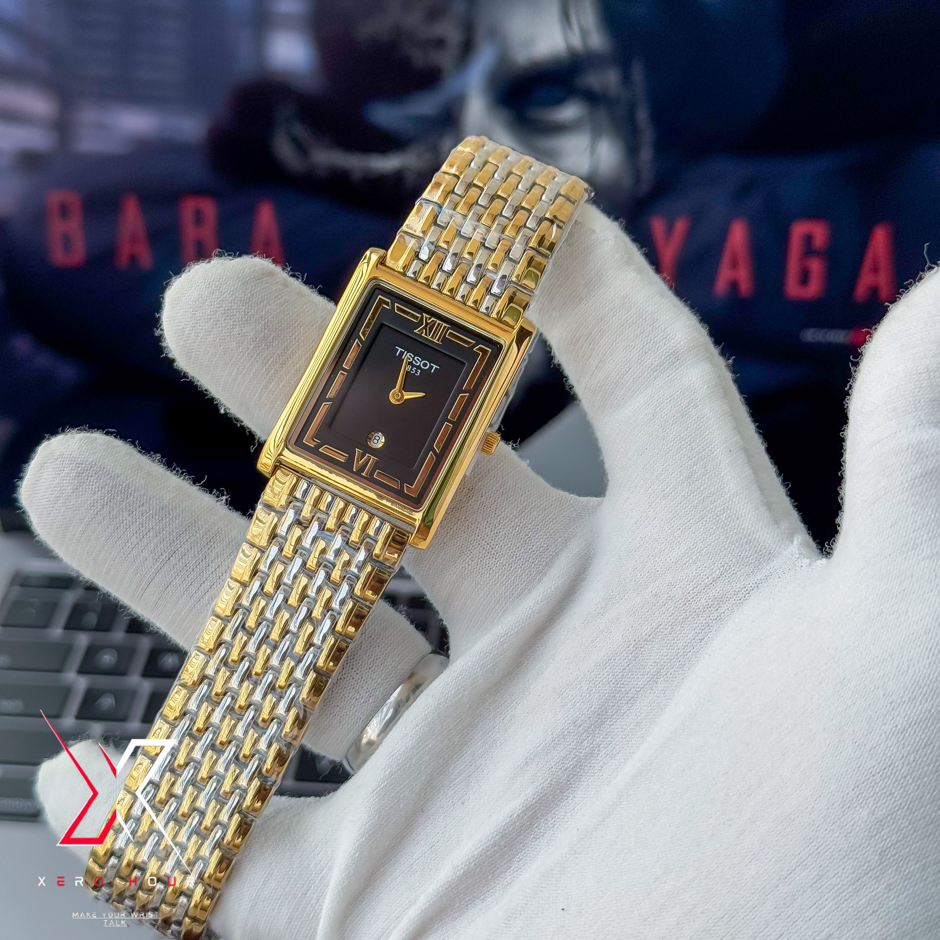 Tissot OLD MONEY STYLE | Super Slim Date Just | Chain SS | Dual GOLD BLACK_img_8