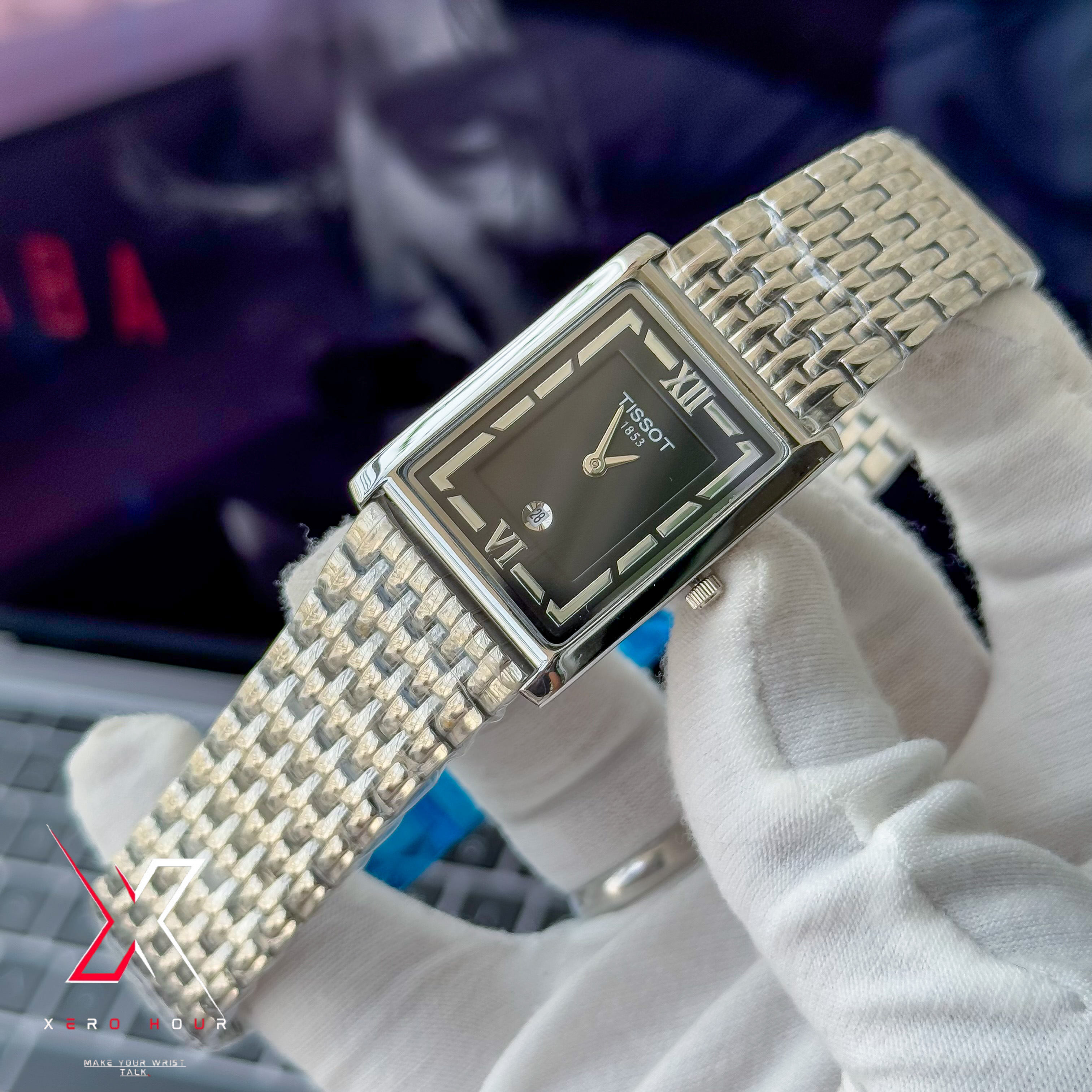 Tissot OLD MONEY STYLE | Super Slim Date Just | Chain SS | Single Tone Black dial