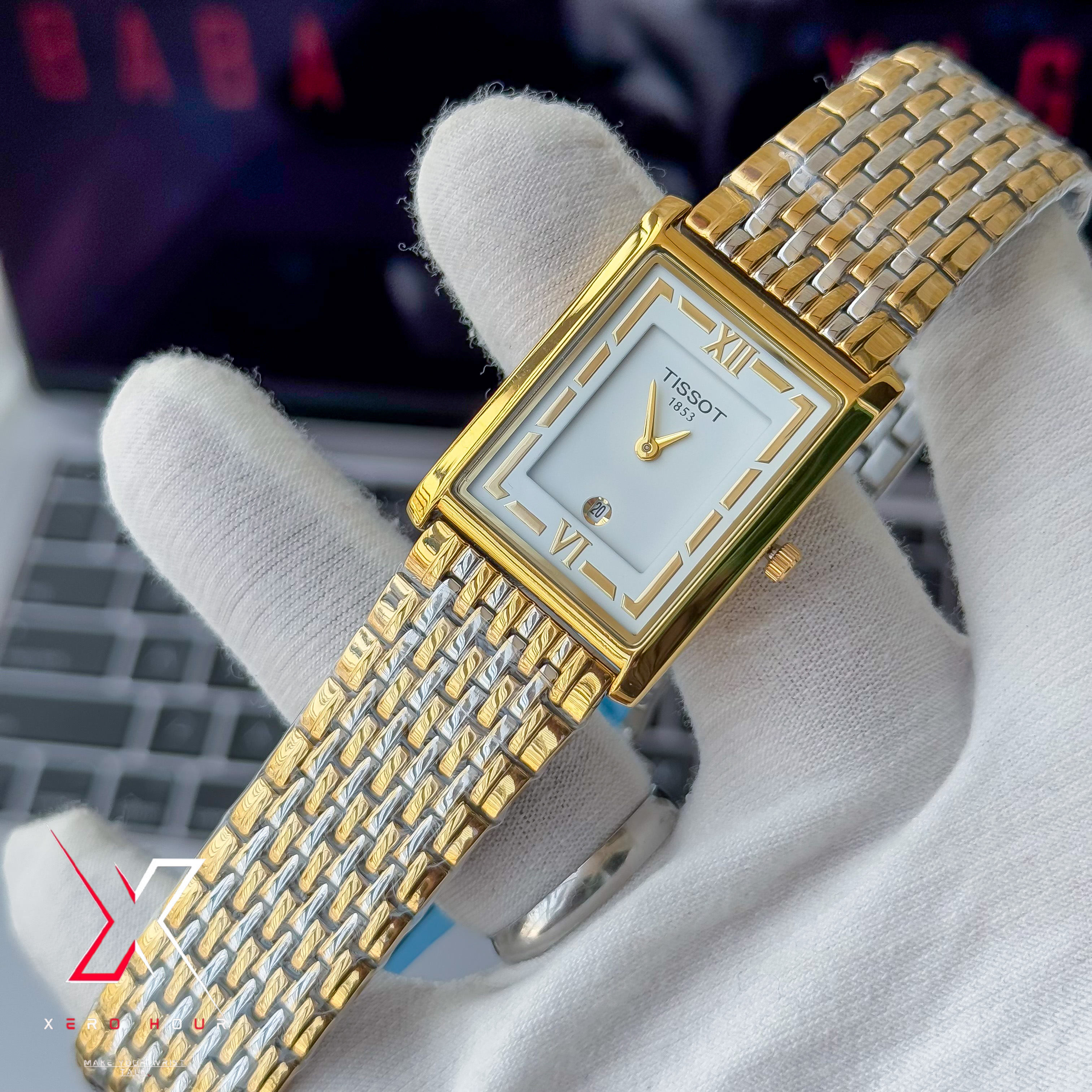 Tissot OLD MONEY STYLE | Super Slim Date Just | Chain SS | Dual Tone White dial_img_2