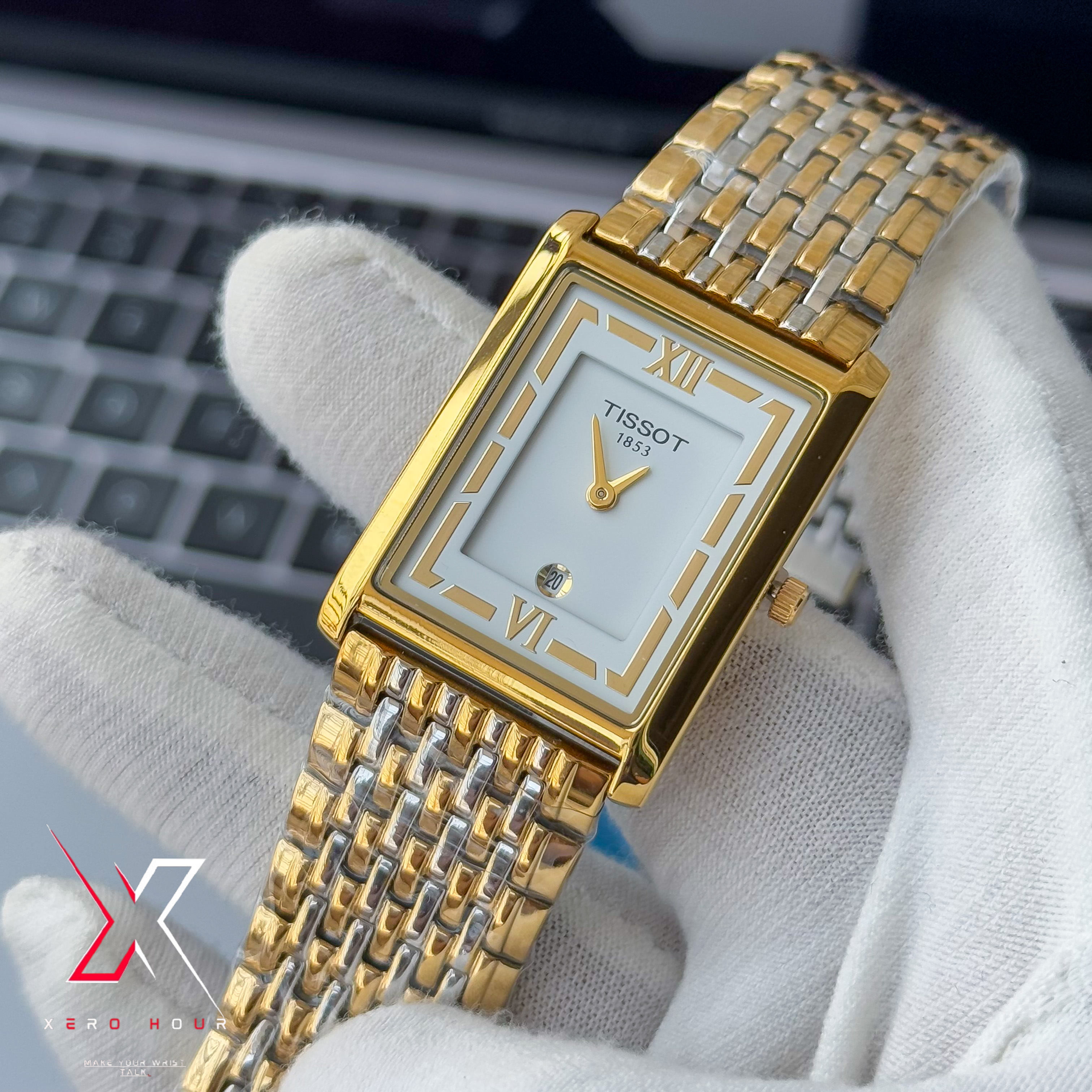 Tissot OLD MONEY STYLE | Super Slim Date Just | Chain SS | Dual Tone White dial_img_6