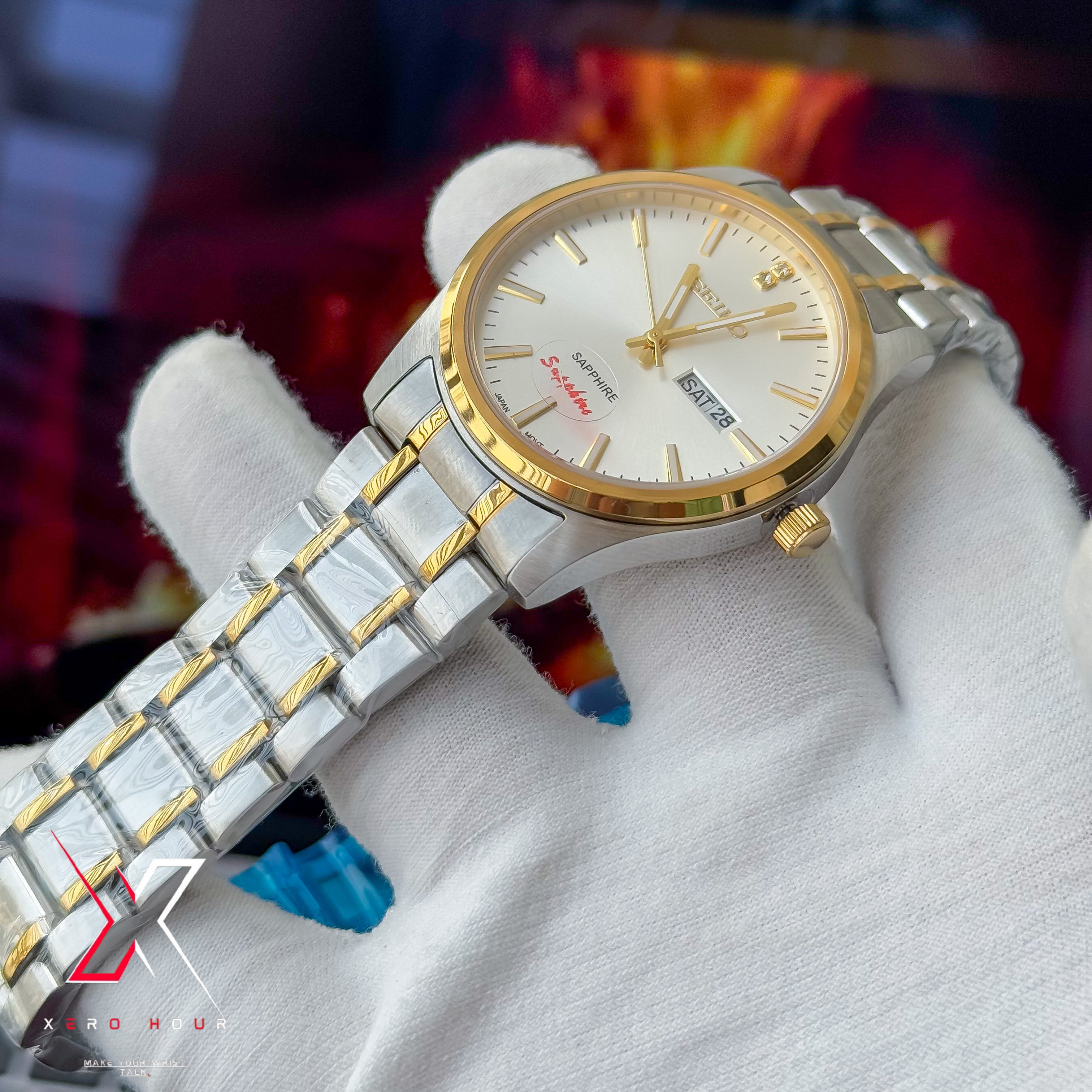 Seiko Day date | Dual tone Chain | White dial | Semi AAA