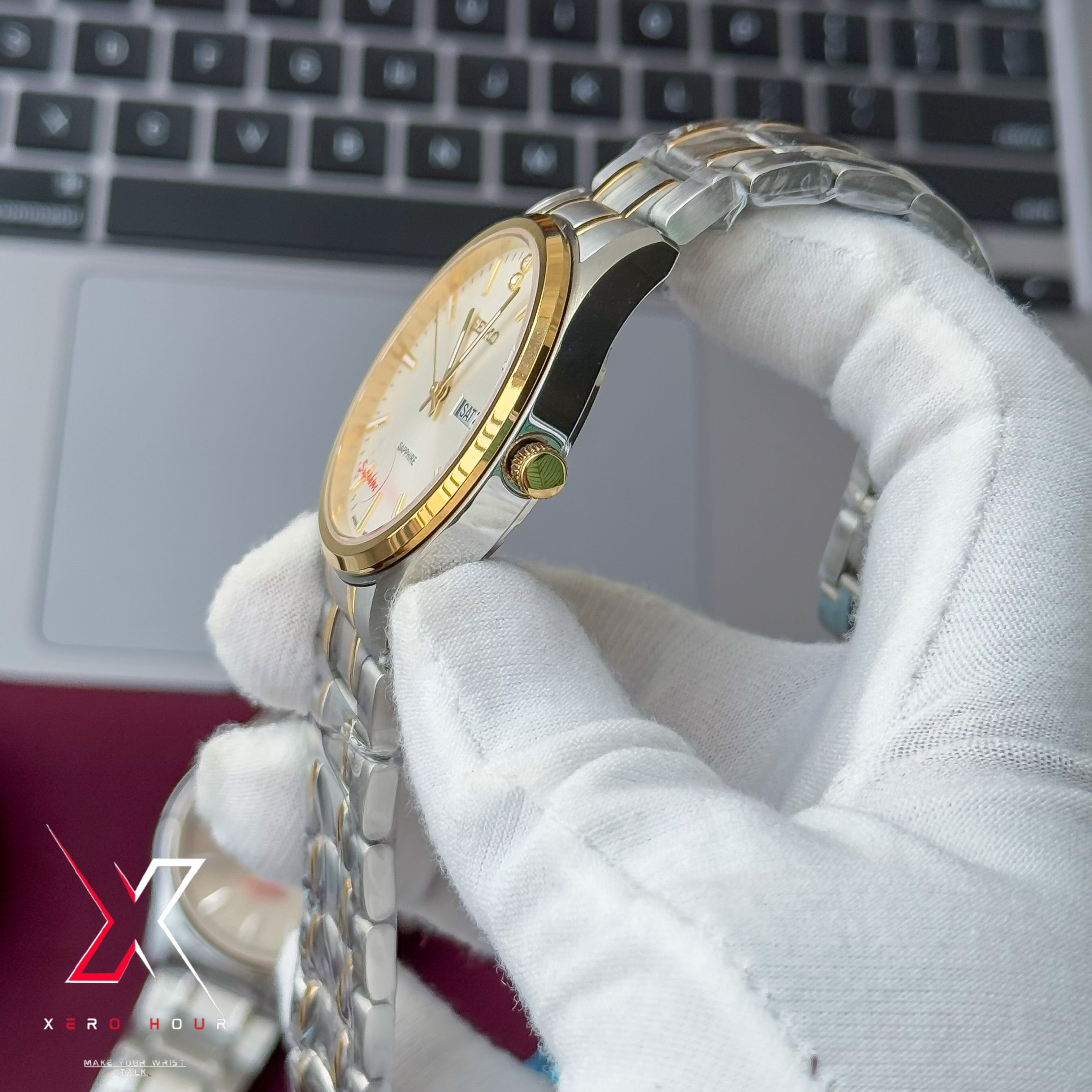 Seiko Day date | Dual tone Chain | White dial | Semi AAA_img_3