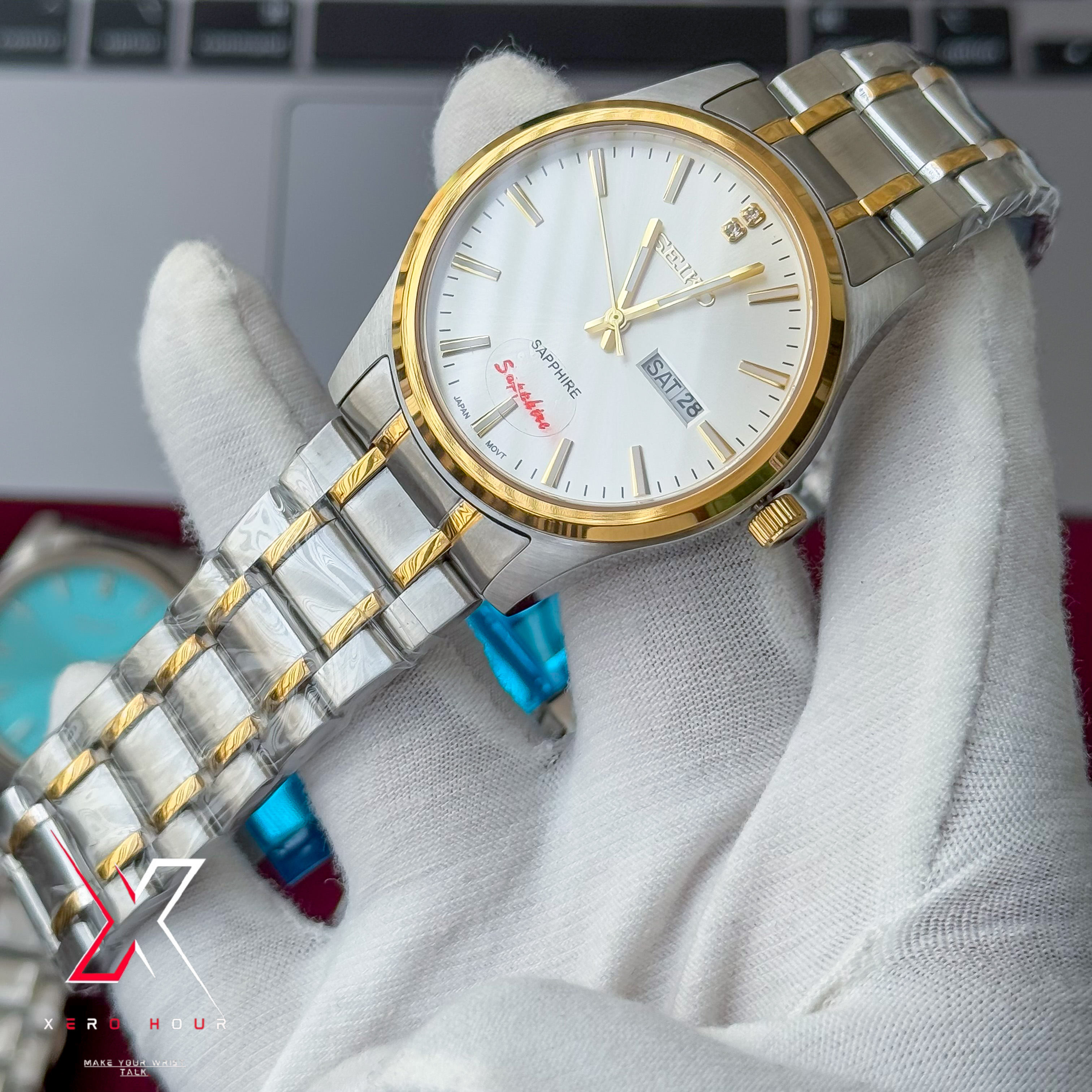 Seiko Day date | Dual tone Chain | White dial | Semi AAA_img_5