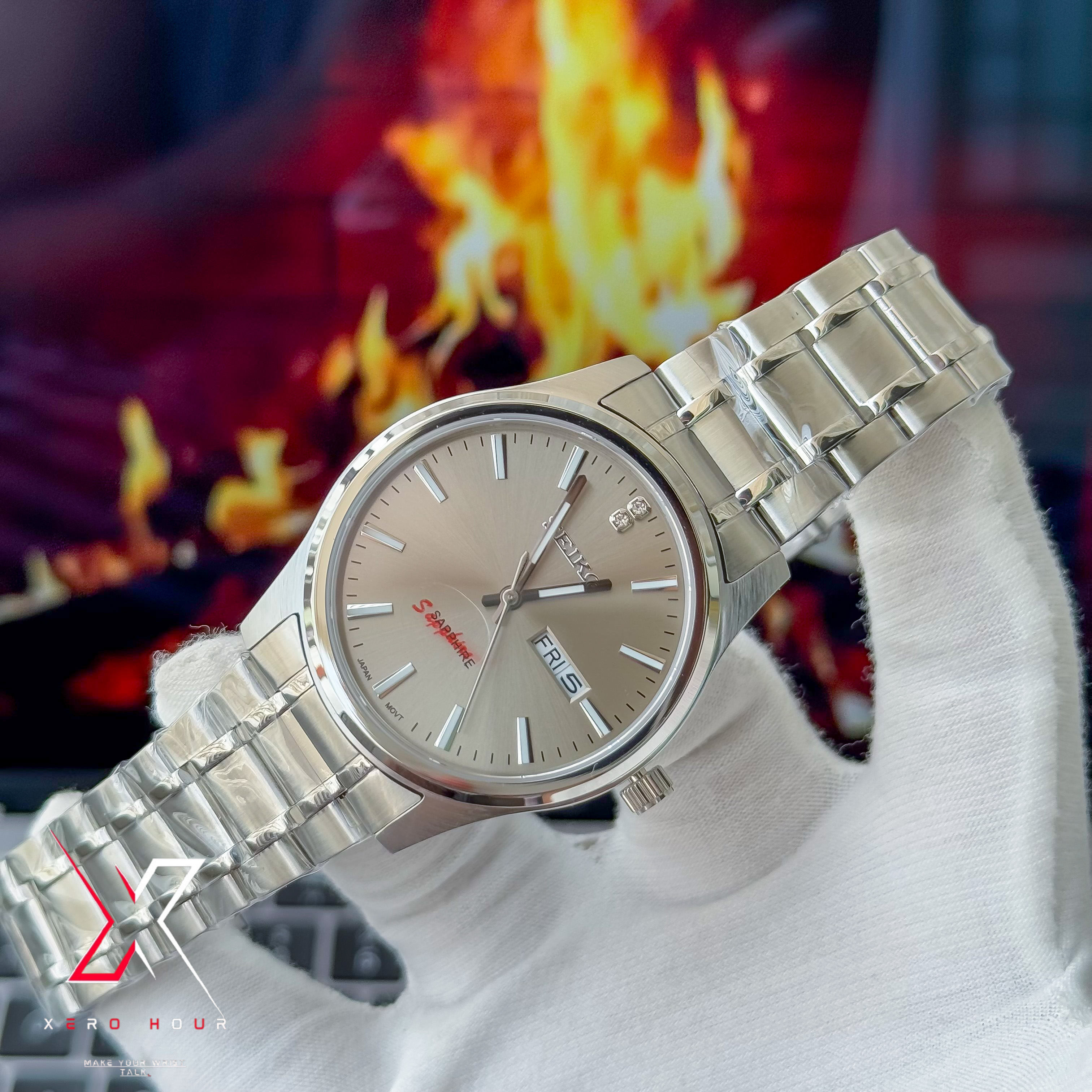 Seiko Day date | Dual tone Chain | Grey Dial | Semi AAA_img_4