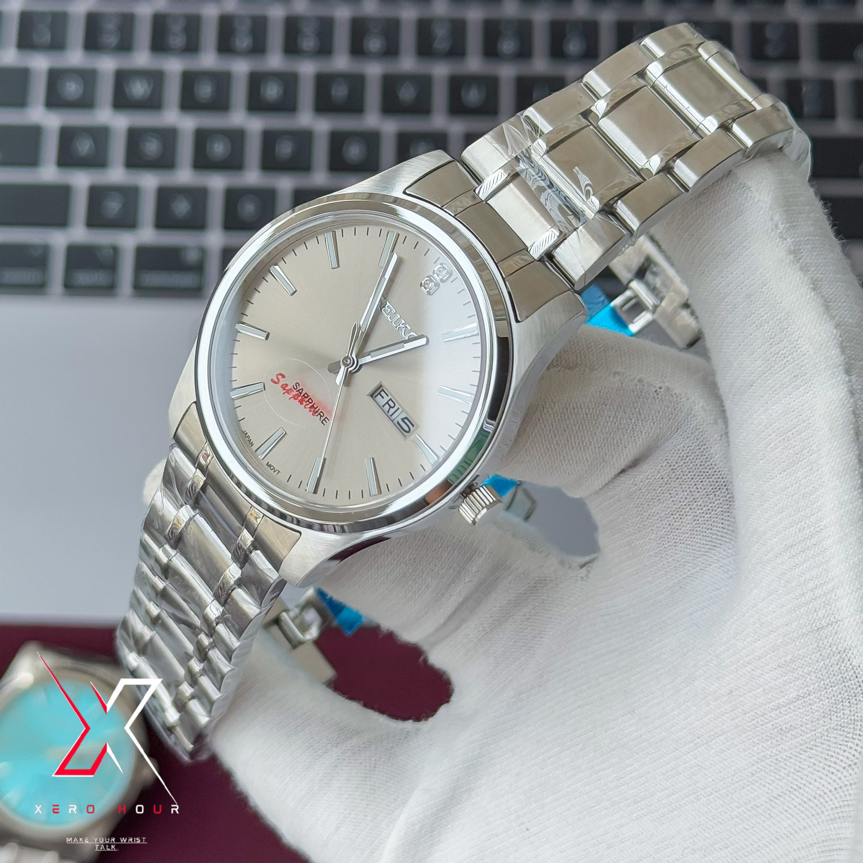 Seiko Day date | Dual tone Chain | Grey Dial | Semi AAA_img_5