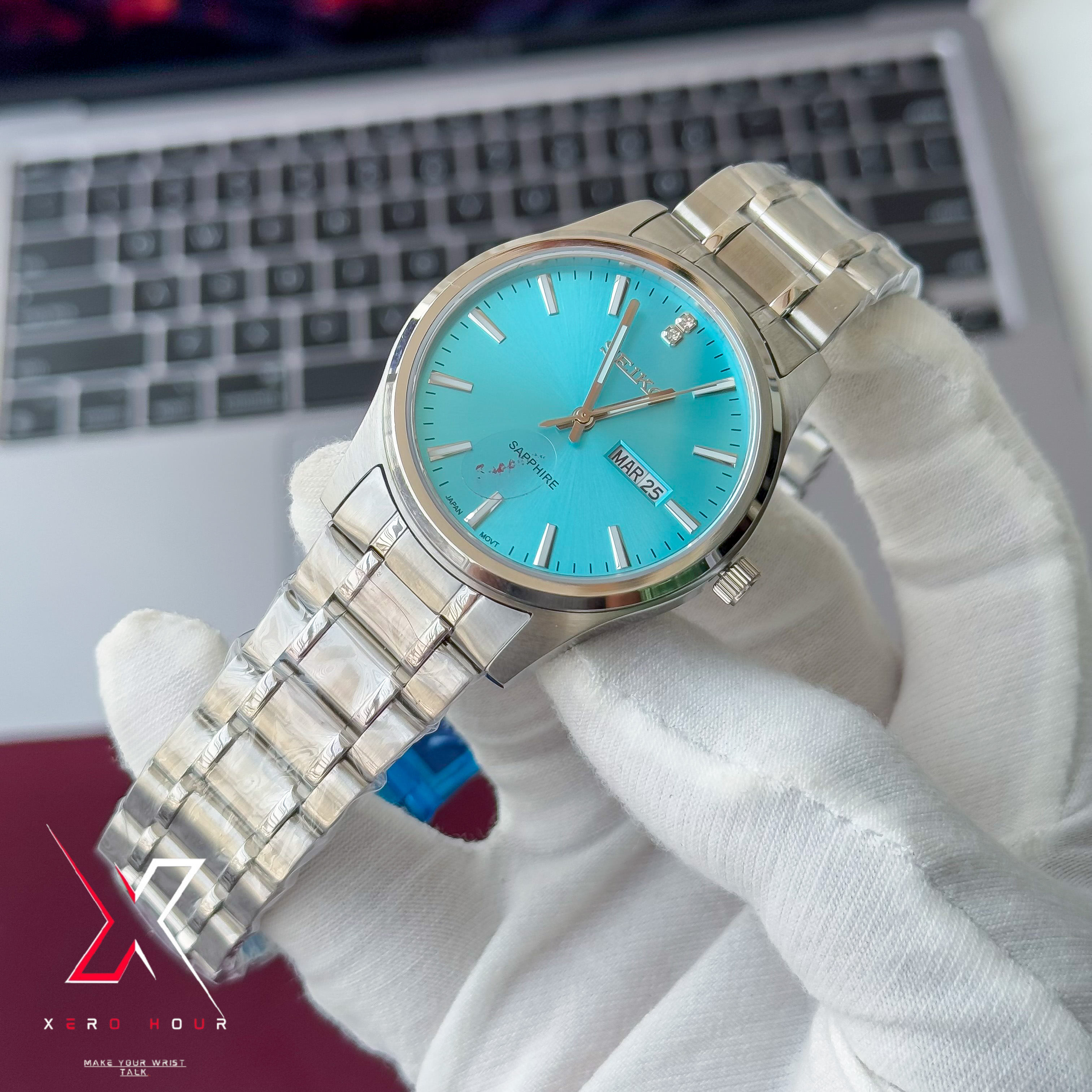 Seiko Day date | Dual tone Chain | Tiffany dial |Semi AAA