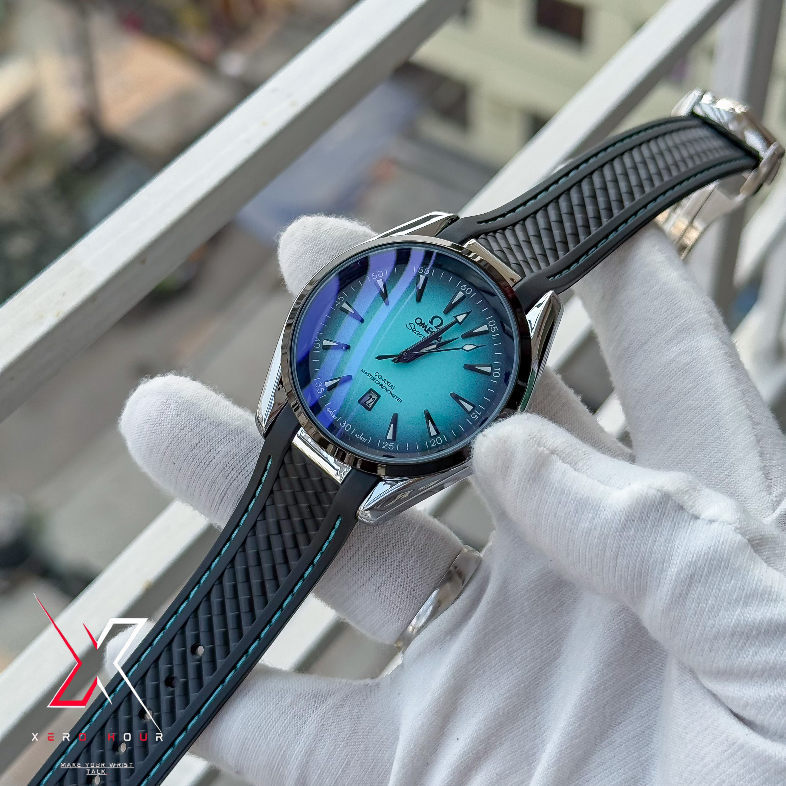Omega Aqua Terra | Quartz Movement | Tiffany Dial | AA Grade | Silicon Belt_img_5